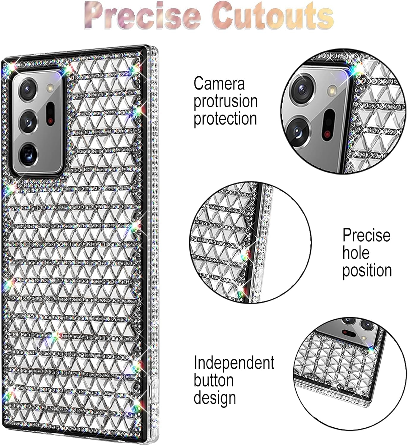 KANGHAR Galaxy Note 20 Ultra Case Bling,Glitter Samsung Note 20 Ultra Case Girly Girls Women Bling Rhinestone Sparkle Protective Cover Phone Case for Samsung Galaxy Note 20 Ultra-Sliver KANGHAR