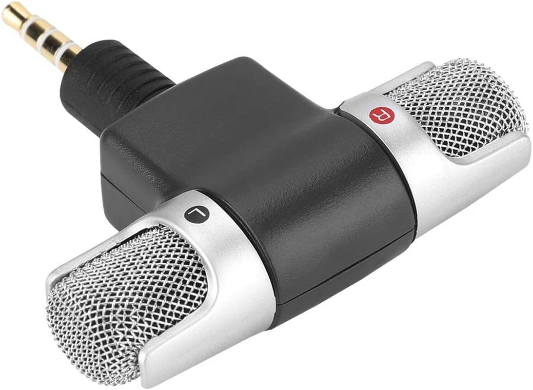 Wireless Microphone Recording 3.5Mm Mini Mic Digital Stereo Microphone Plug and Play Mic Professional Handheld External Microphone for Digital Media Mobile Phones PC and Recorders No Battery Required Zopsc