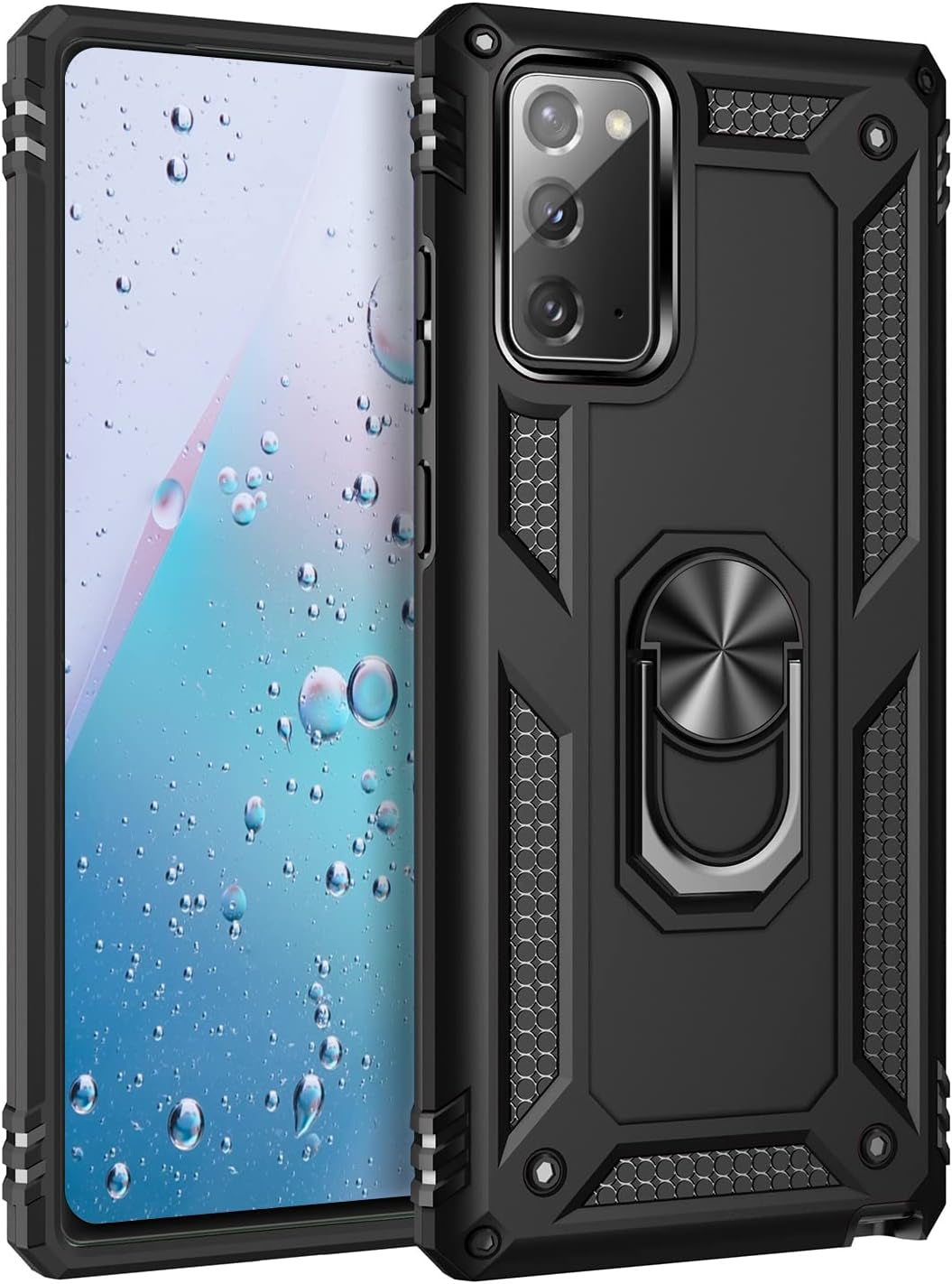 Meifei Galaxy Note 20 Case, Samsung Galaxy Note 20 Case, Military Grade 360 Degree Rotating Metal Ring Holder Kickstand Protective Phone Cover Case for Samsung Galaxy Note 20 5G, Green Meifei Black