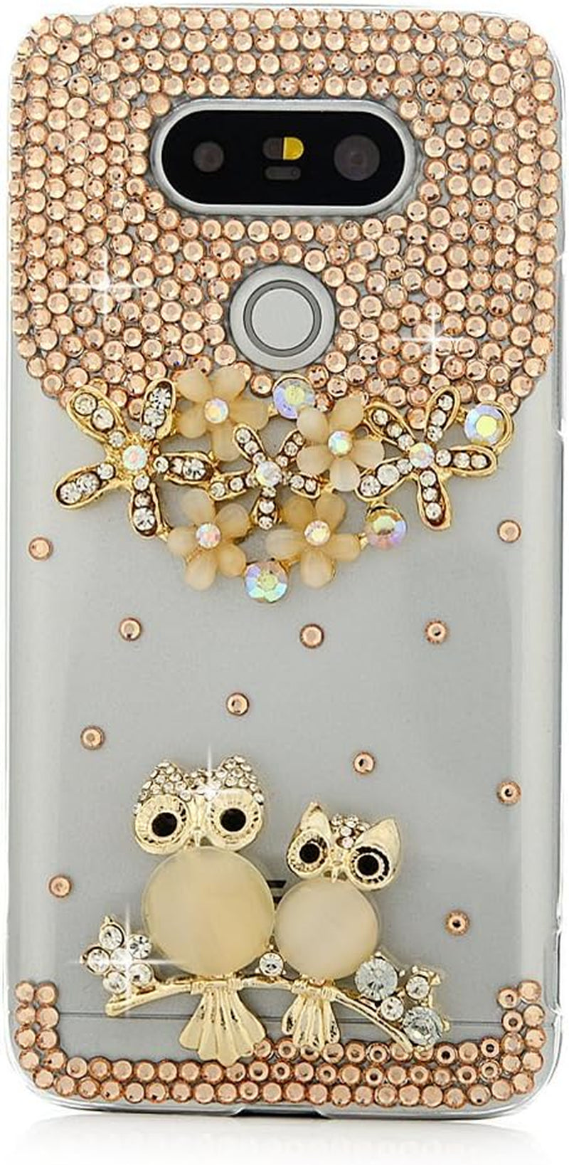 STENES LG V30 Case, LG V30 plus Case - STYLISH - Bling Crystal Series - 3D Handmade Pretty Flowers Design Protective Case for LG V30/ LG V30+/ LG V30 plus - Light Purple STENES Sweet Night Owl Flowers / Gold