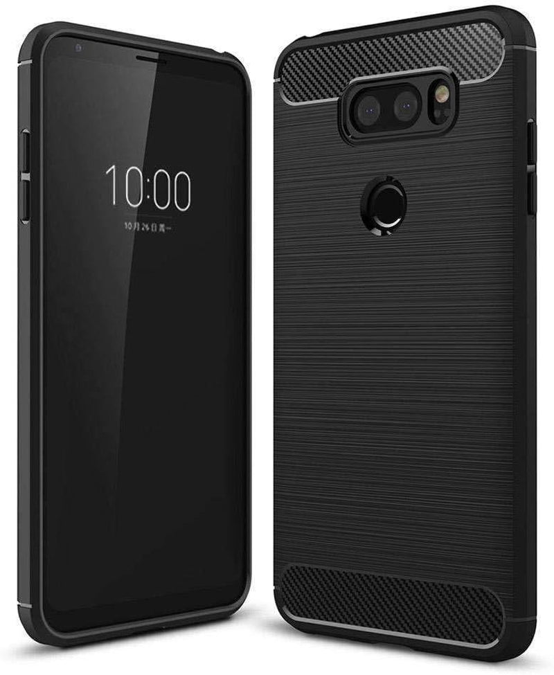 AMZER Rugged LG V30 Case Shockproof TPU Case with Carbon Fiber Design for LG V30 Thinq, LG V30 plus - Black AMZER