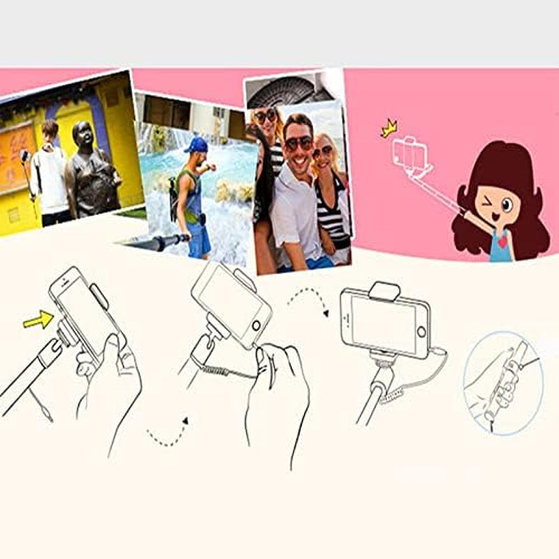 Vizgiz 2 Pack Monopod Selfie Stick 3.5Mm Port Cable Wired Control Phone Camera Telescopic Pole Video Switch Portable Stand for Ios Android Smartphone Iphone 12 13 Pro 11 10 Galaxy S9 Note 8 7 S8 VizGiz