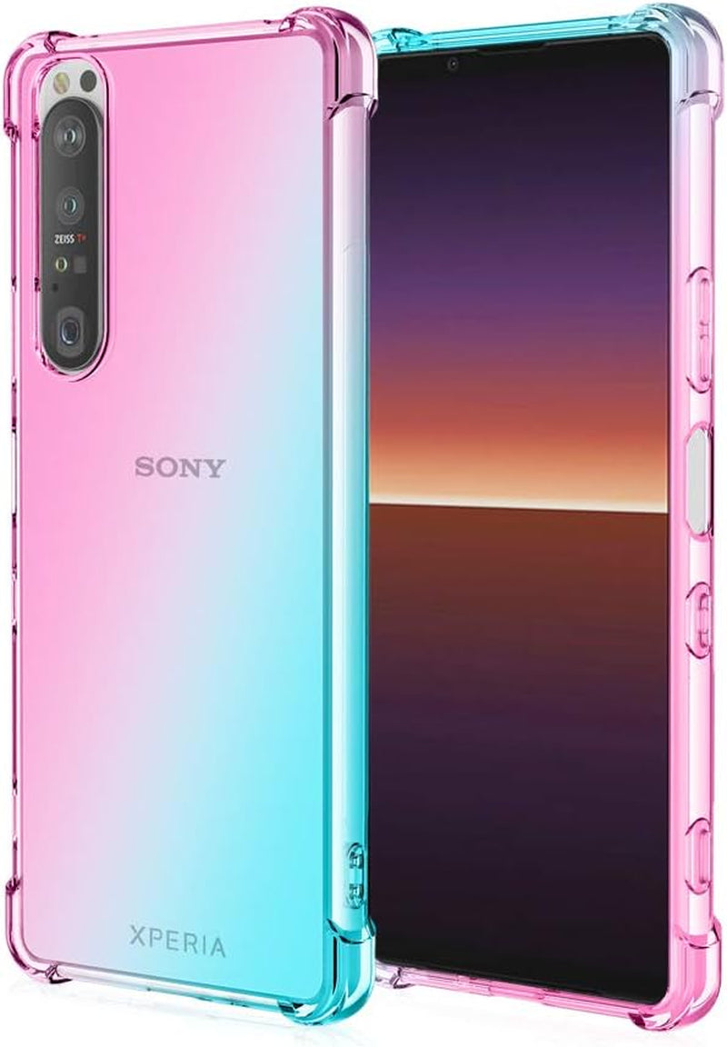 HUANGTAOLI Case for Sony Xperia 1 II, Airbag Drop Protection Gradient Color Bumper Phone Case Black/Gold HUANGTAOLI Pink/Green