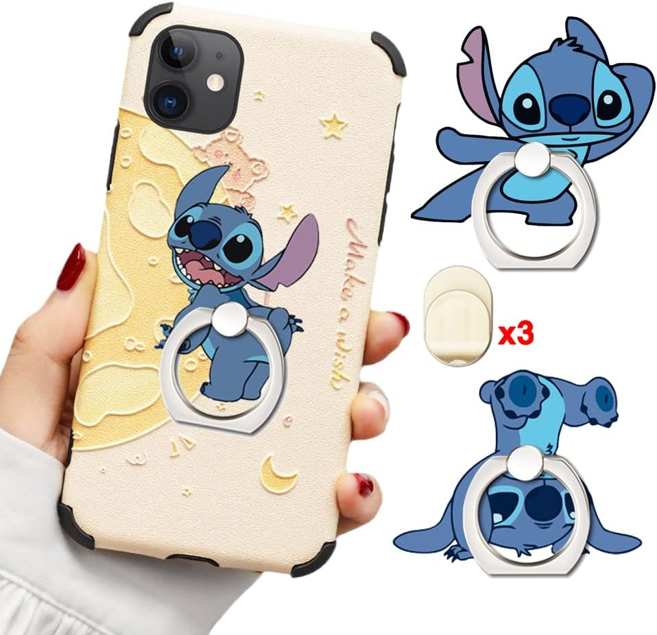 ZOSTLAND 1PC Transparent Clear Phone Ring,Universal 360°Adjustable Phone Case Finger Grip Stand Holder Desk Stent Mount Car Hook Compatible with Iphone 13 12 11 XS MAX X plus Ipad Samsung (Round) ZOEAST 3pcs Handstand Stitch