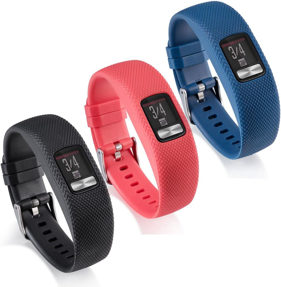Compatible for Garmin Vivofit 4 Band, Newest Silicone Replacement Watchband Strap Band Wristband for Garmin Vivofit 4(No Tracker (Black, Large) ZSZCXD 3Pcs,001 Large