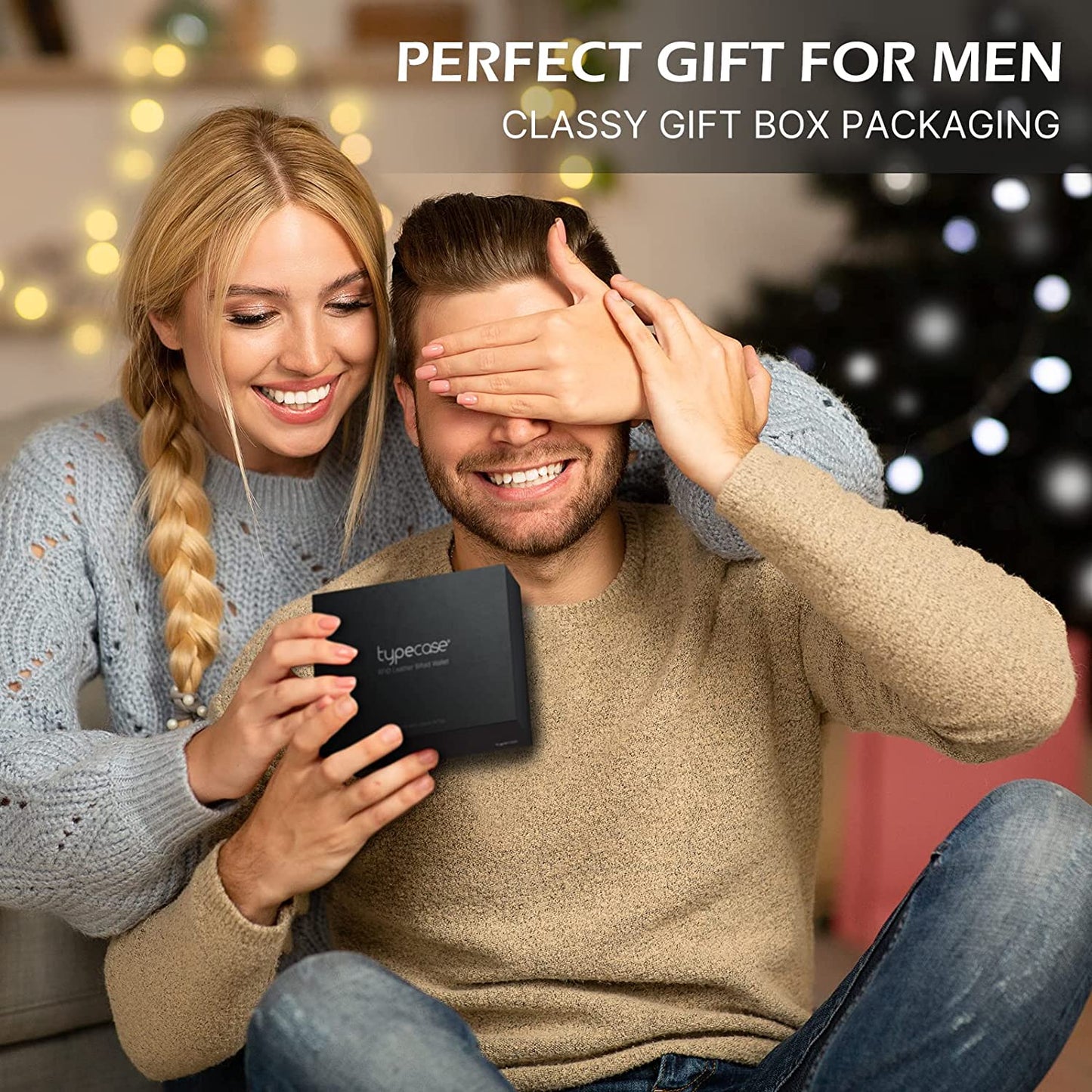 Typecase Mens Wallet Card Holder: Pop up Aluminum Case, Carbon Fiber Leather, Smart, RFID Blocking, Slim, Minimalist, Front Pocket - 9-14 Card Capacity | ID Window | Cash Slot (Black) typecase