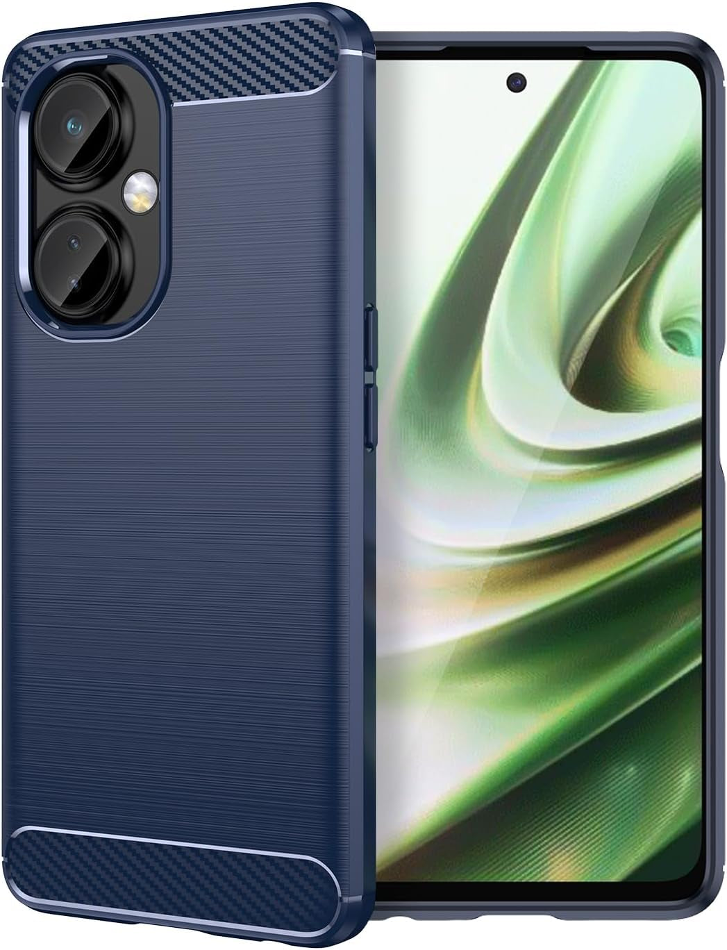 TERPINK Protective Case Compatible with Oneplus Nord N30 5G, Cell Phone Case with 4 Corner Drop Protection, Shock-Absorption, Non-Slip, Brushed Finish, Flexible Soft TPU (Brushed Black) TERPINK Dark Blue