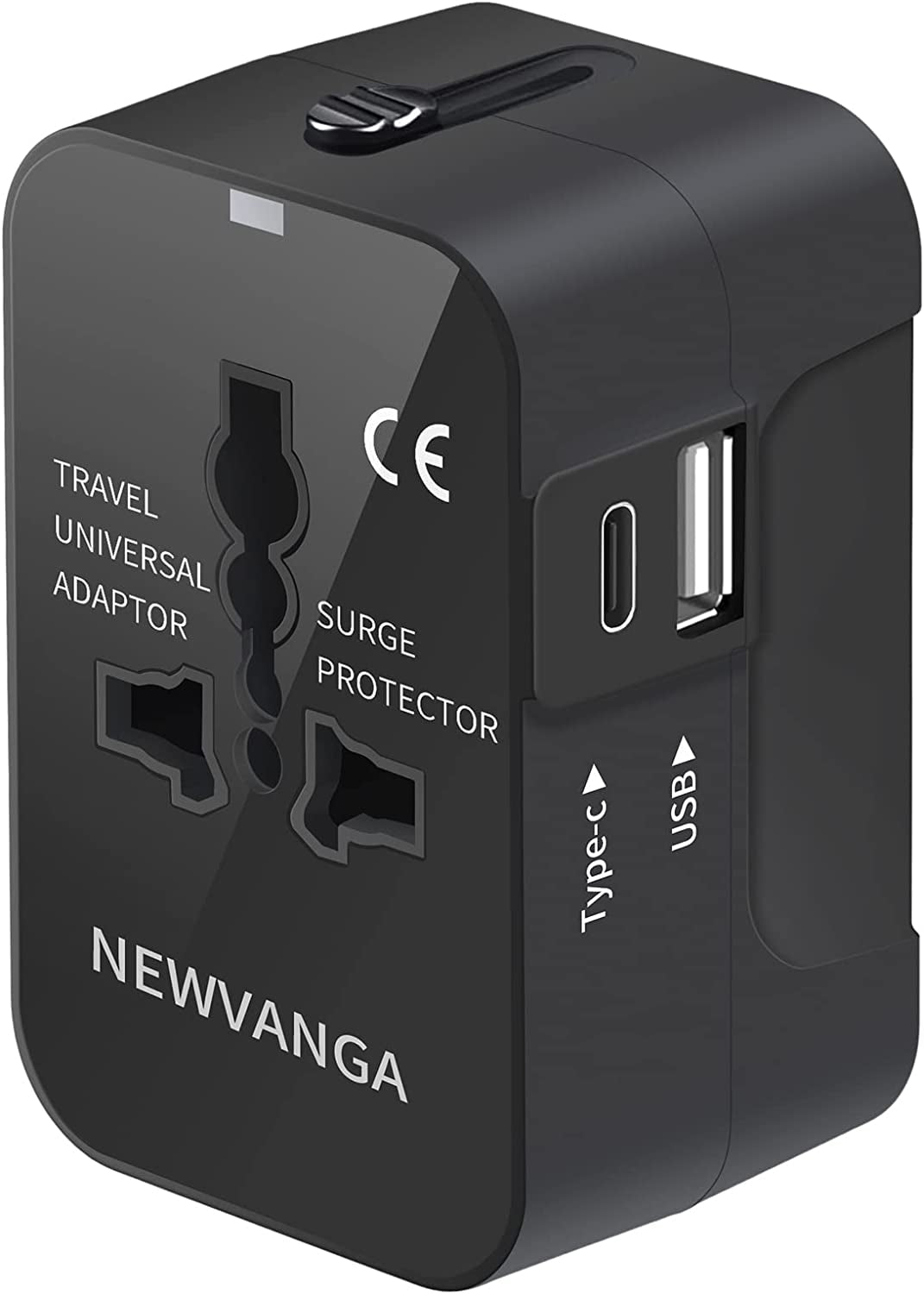 NEWVANGA International Universal All in One Worldwide Travel Adapter Wall Charger AC Power Plug Adapter with Dual USB Charging Ports for USA EU UK AUS European Cell Phone Laptop LIANSING Black(usb-c)