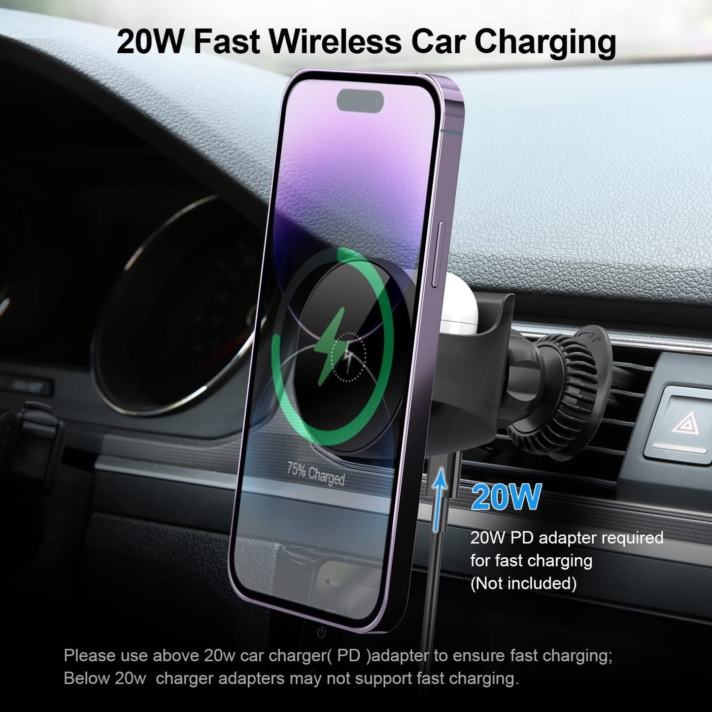 For Magsafe Car Mount Charger Iphone and Airpods Magnetic Wireless Car Charger,Car Phone Holder Mount Wireless Charging for Iphone 14 13 12 Pro plus Max Mini,Airpods 2Nd 3Rd Shenzhen anxinwei Electronics Technolgoy Co., Ltd