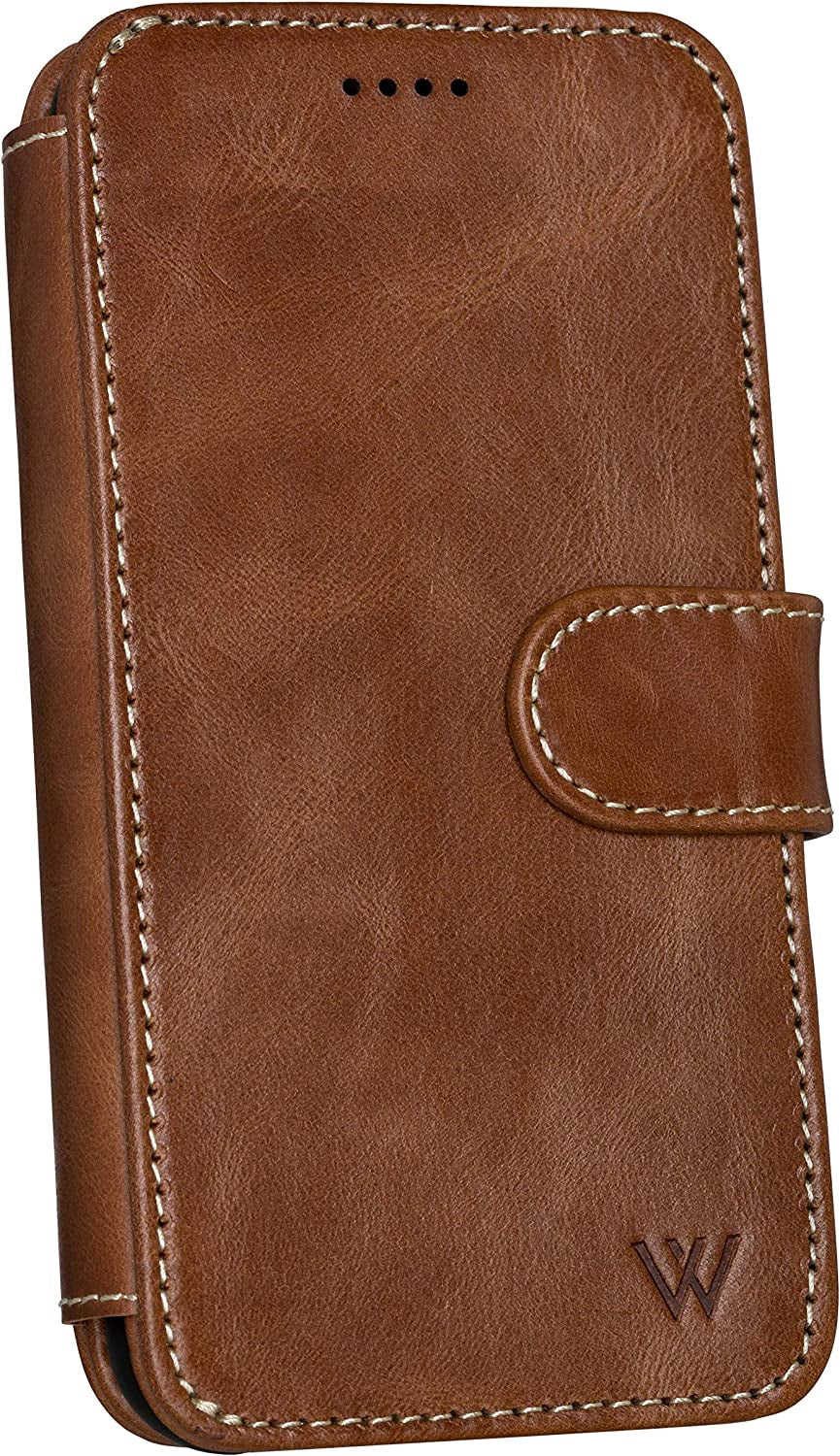 Wilken Iphone 14 Pro Max Leather Wallet Case with Detachable Magnetic Phone Case | Compatible with Magsafe and All Wireless Charging Accessories | Leather Magnetic Wallet Case (14 Pro Max, Brown) W WILKEN Brown 14 Pro