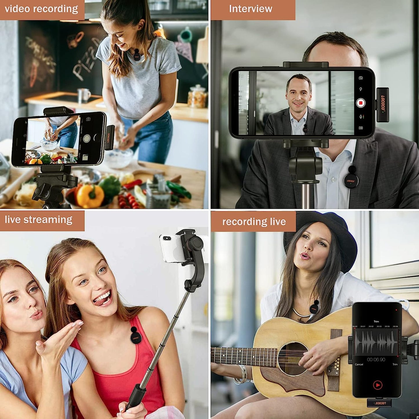 Lococo Wireless Lavalier Microphone for Iphone Ipad, Plug-Play Noise Reduction Auto-Sync Wireless Microphone for Video Recording,Youtube, Tiktok, Facebook Live Stream Lococo