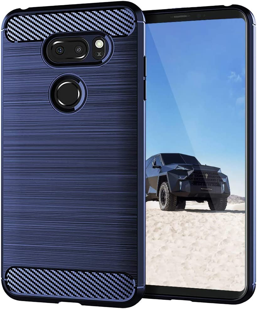 DOGN for LG V35 Case Slim Thin Silicone,Lg V30 / LG V30 Plus/Lg V30S Thinq/Lg V30S / LG V35 Thinq Case, Anti-Scratches TPU Gel Slim Fit Soft Skin Protective Cases (Brushed Black) DOGN Brushed Blue