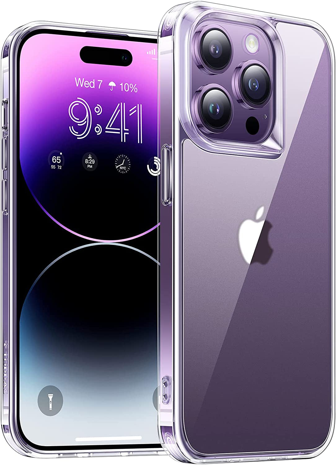 TORRAS Shockproof Iphone 14 Pro Case, Military-Grade Drop Tested, Matte Hard Back & Silicone, Anti-Fingerprint & Anti-Scratch, Brown TORRAS Clear