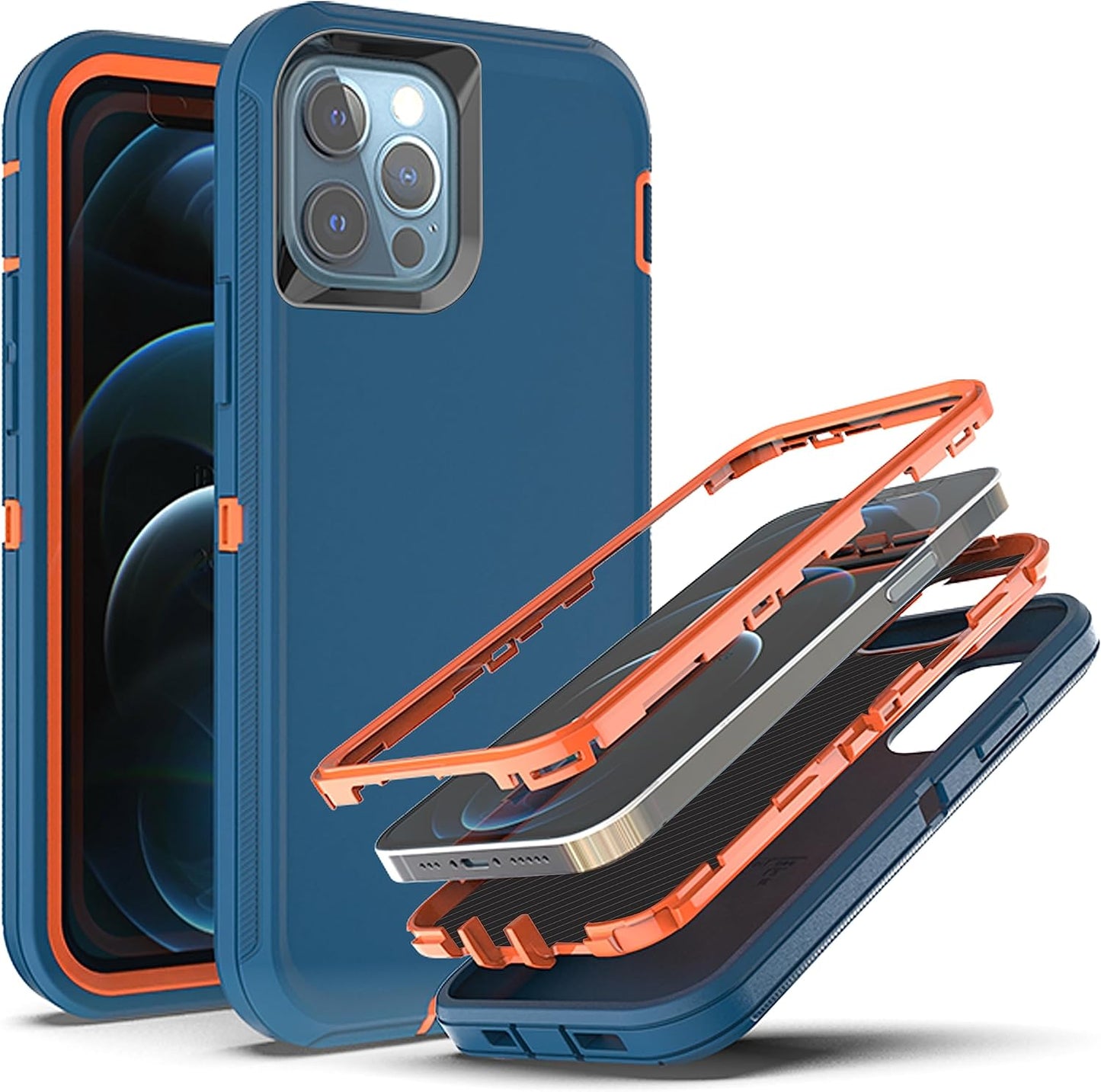 Ymhxcy for Iphone 11 Pro Case Shockproof Dropproof Dust-Proof Drop Proof 3-Layer Durable Phone Case Heavy Duty Protection Phone Case Cover for Apple Iphone 11 Pro 5.8“ Aqua Blue and Lime Green YmhxcY Blue / Orange