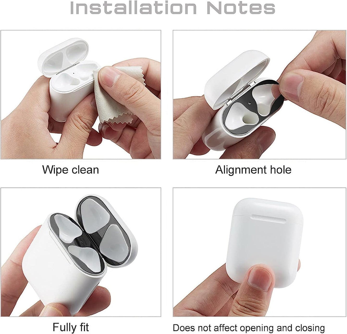 Johncase 2 Sets Dust Guard Sticker Compatible with Airpods Cases 1Rd/2Rd Generation W/Hole (Black) Johncase