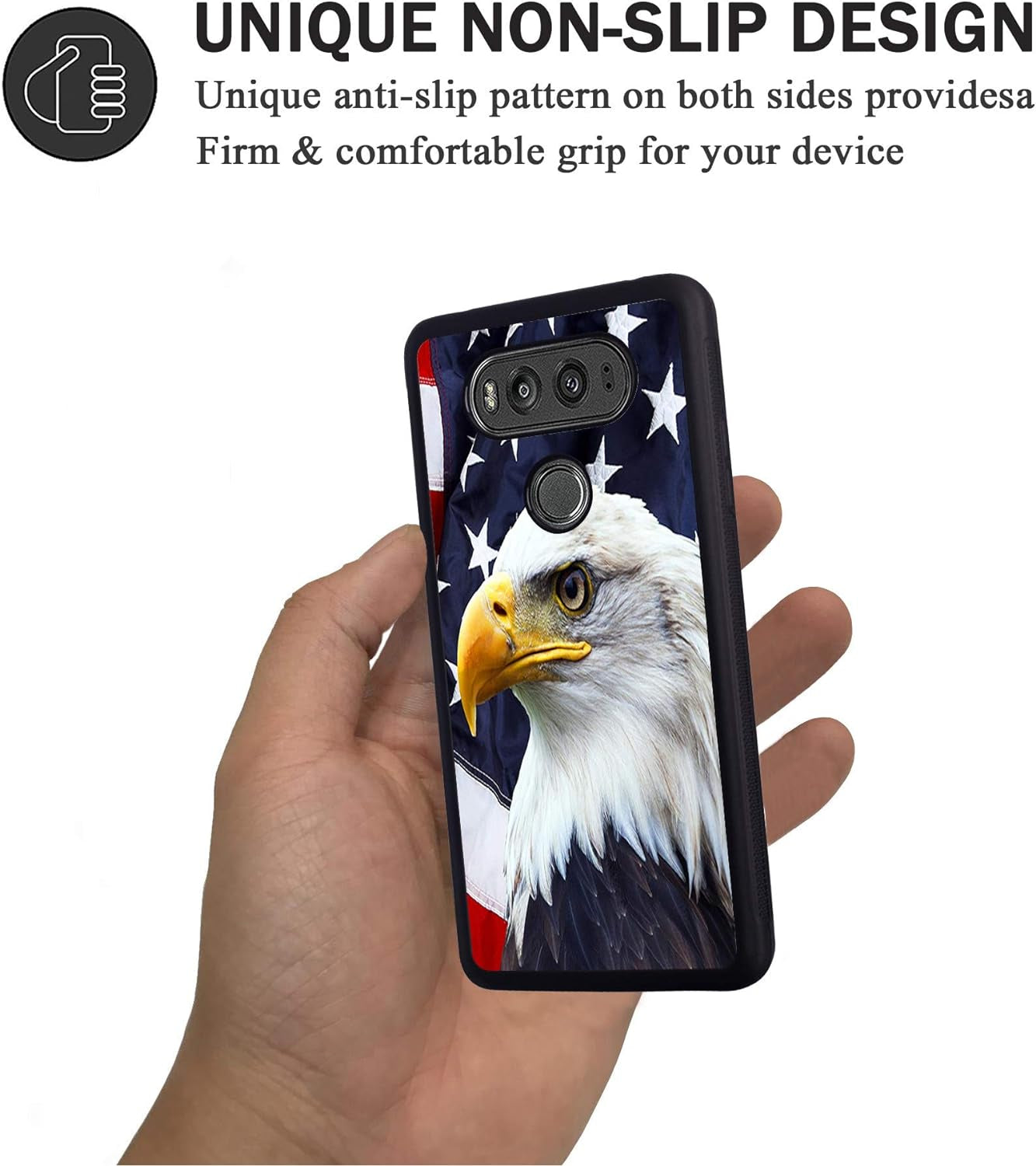Case for LG V30, Patriotic Bald Eagle American Flag Design Slim Anti-Scratch Rubber Protective Cover for LG V30/LG V30S/LG V30 Plus/Lg V30S Thinq/Lg V35 BWOOLL