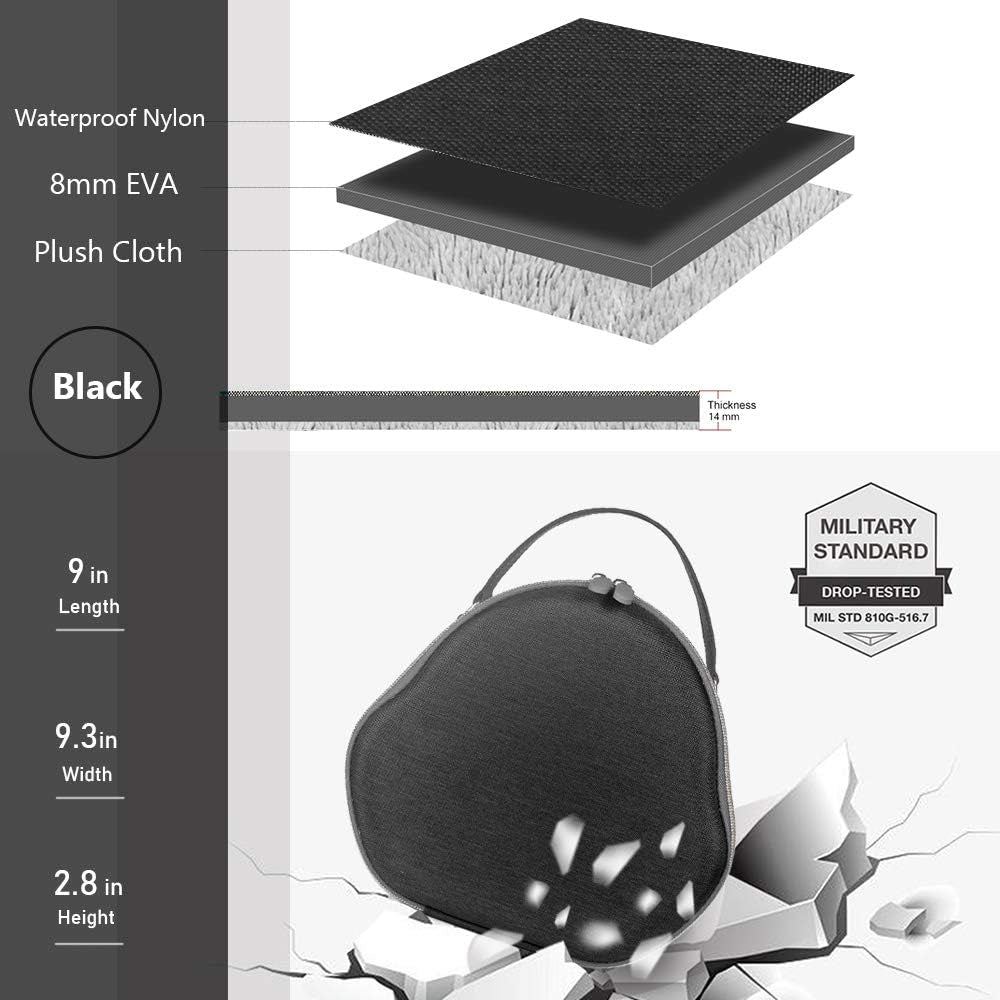 Pinson Hard Carrying Travel Case for Airpod Max Headphones, with Silicone Earpads Cover for Airpod Max (Black) PINSO