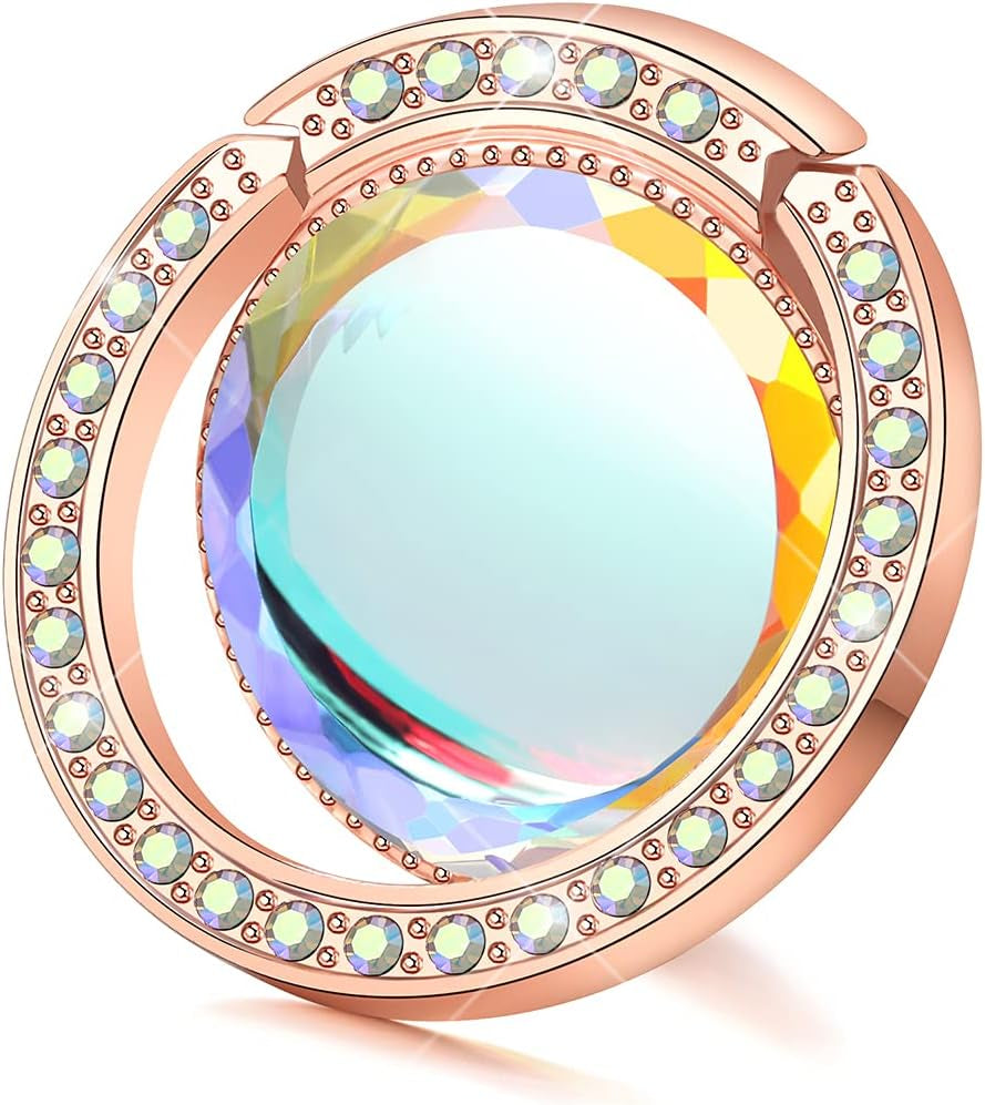 Lenoup Glitter Bling Bling Phone Ring Holder,Sparkle Phone Ring Grip Artificial Stand with Flat Diamond,Flat Rhinestone Cell Finger Ring for Phones,Pad(Gold) lenoup Rose Gold