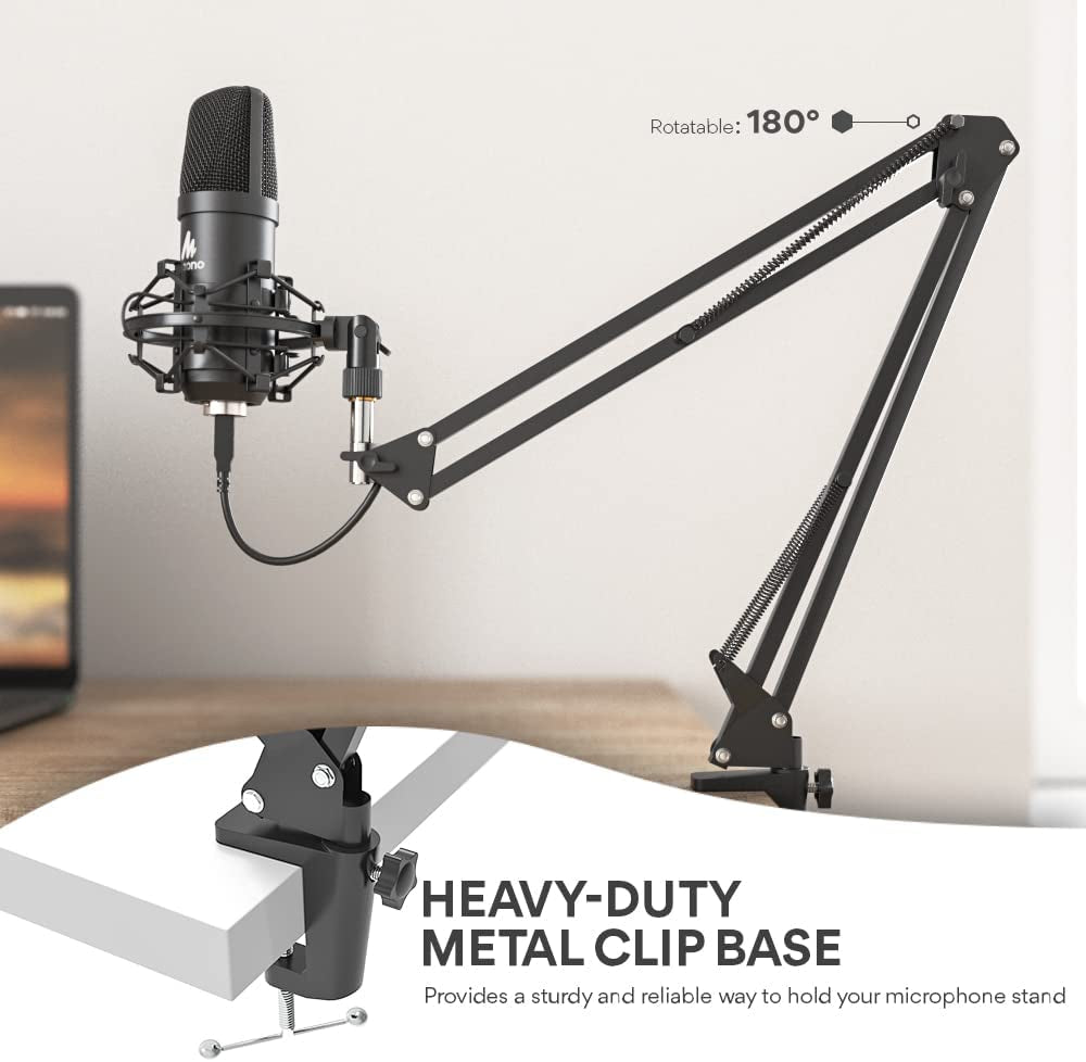 USB Microphone, MAONO 192Khz/24Bit Plug & Play PC Computer Podcast Condenser Cardioid Metal Mic Kit with Professional Sound Chipset for Recording, Gaming, Singing, Youtube (AU-A04) MAONO