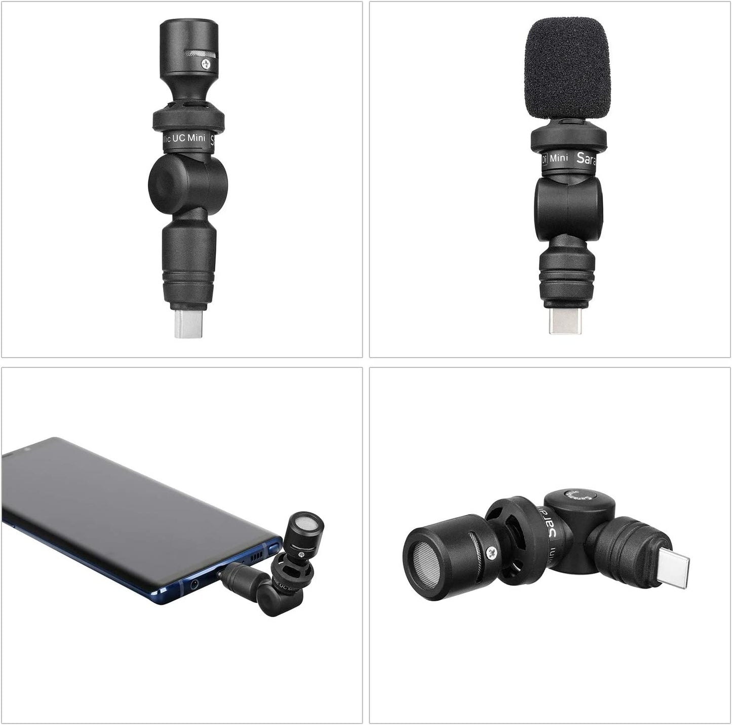 Saramonic Ultra-Compact Omnidirectional Condenser USB-C Microphone for Smartphones, Tablets & Computers (Smartmic UC Mini), Black Saramonic