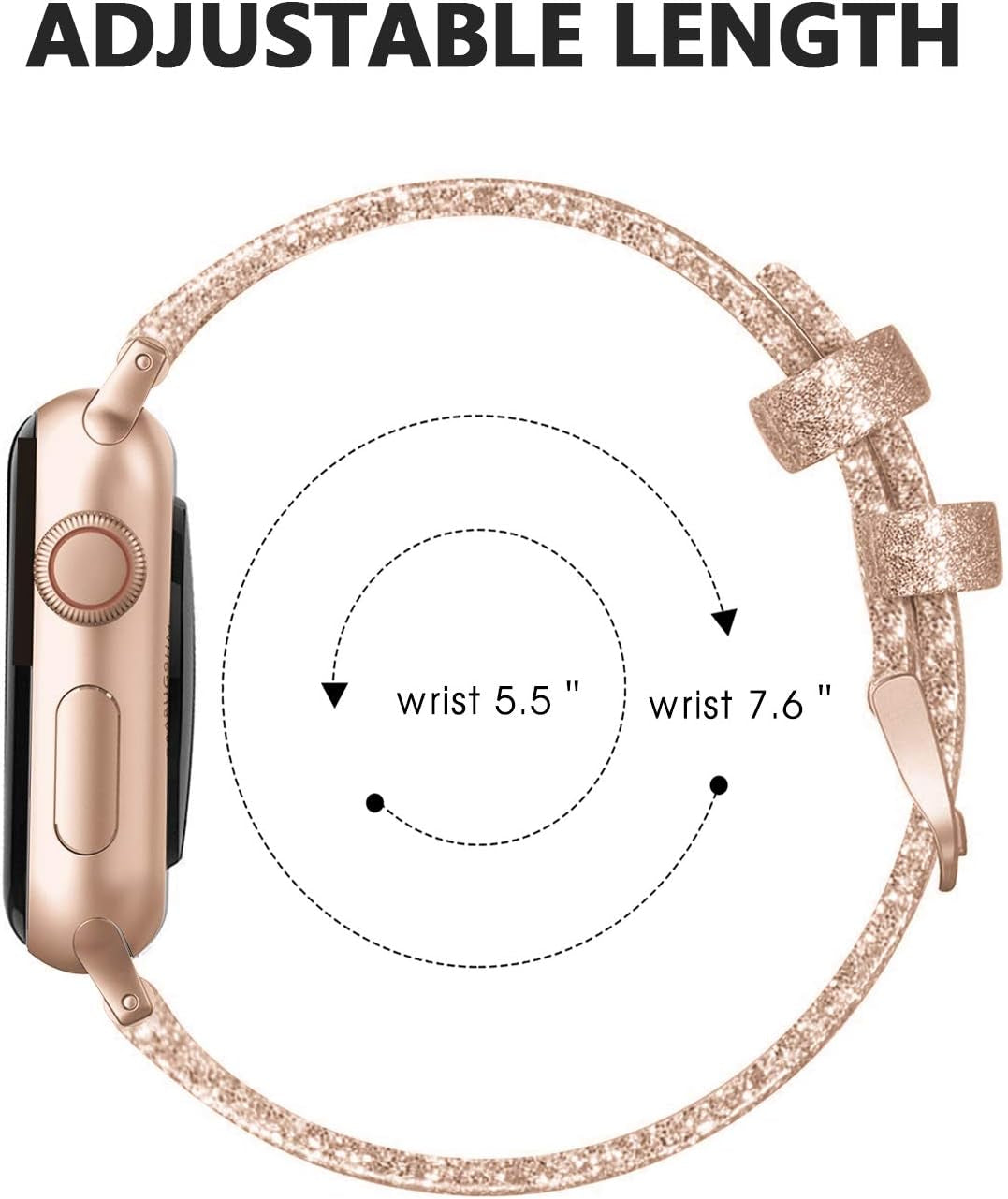 Yutior Leather Bands Compatible for Watch 38Mm 40Mm 41Mm, Slim Wristband for Watch Iwatch Bands 38Mm Series SE 7 6 5 4 3 2 1 Women Bling Rose Gold Leather, Ladies Girls Beaded Thin Strap Bracelet Yutior