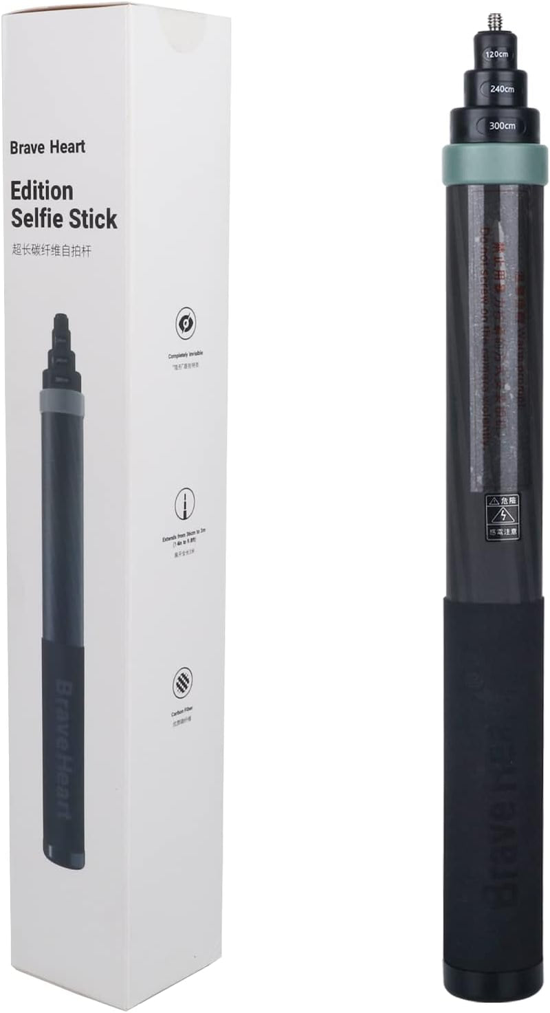 3M 100% True Carbon Fiber Extendable Invisible Selfie Stick for Insta360 Insta 360 ONE X3 X2 ONE RS ONE R ONE X Accessories for Gopro Max Panoramic Camera Lamgend