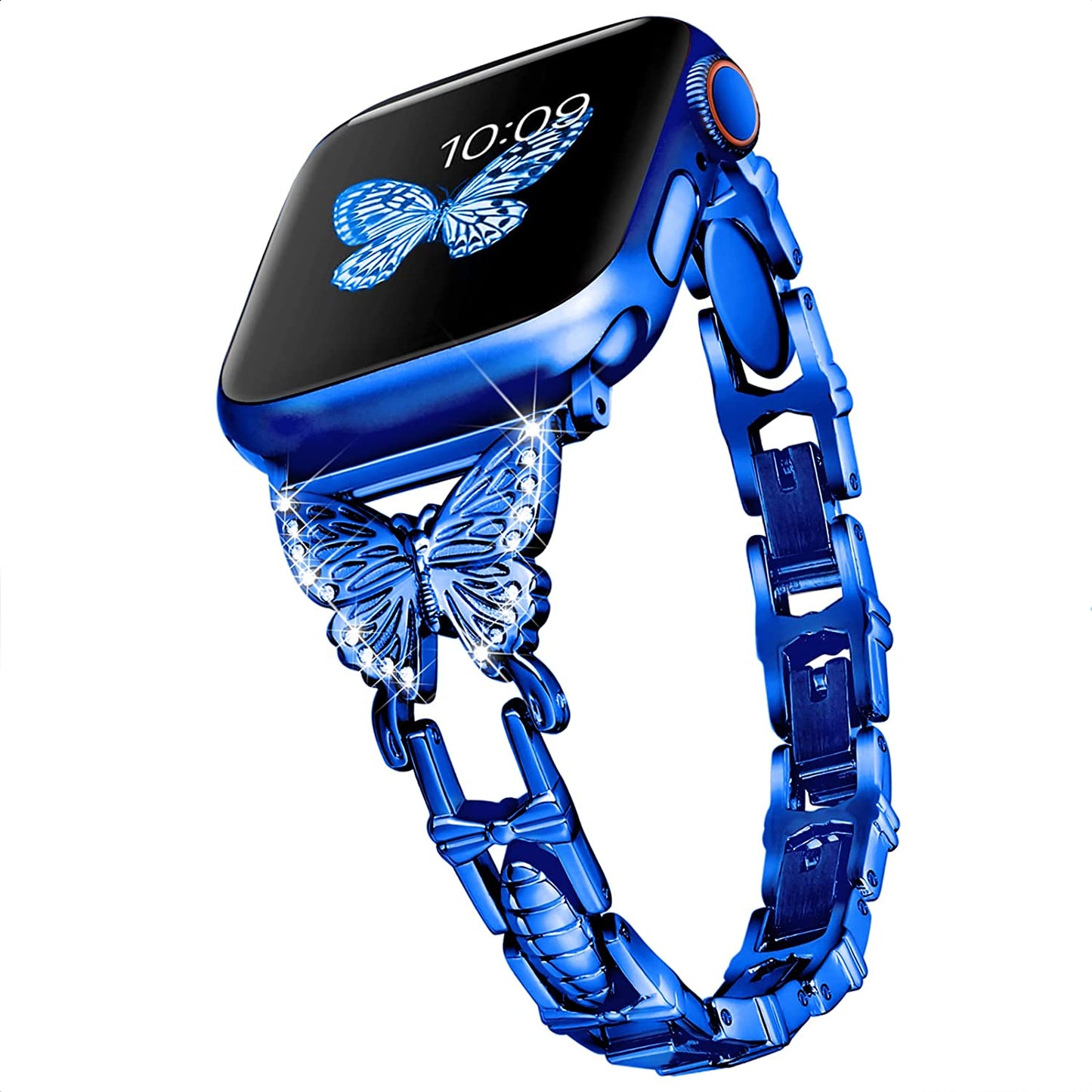 Wipalor Compatible with Apple Watch Band 42Mm 44Mm 45Mm 49Mm, Lightweight for Women, Easy Adjustable Bracelet, Shiny Diamond on Butterfly, Jewelry Metal Strap for Iwatch Series 8 7 6 5 4 3 2 1 SE Ultra(Rose Gold) NB-tech Company Youthful Blue 38/40/41 mm