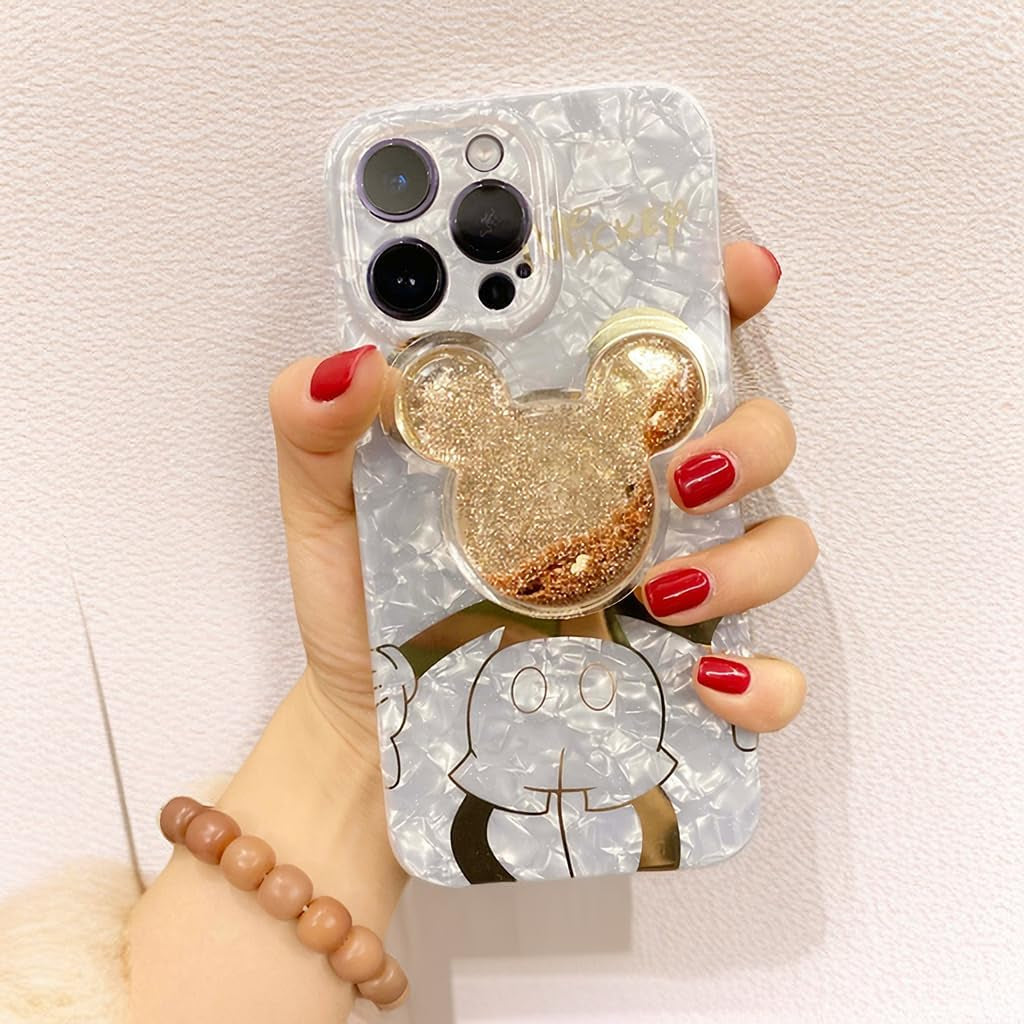 Jerisln Cartoon Case for Iphone 11 Pro Max Cute Golden Minnie Sparkle Bling Cover with Quicksand Holder,Kickstand Soft TPU Shockproof Protective for Women Girls(Iphone 11 Pro Max Minnie 6.5'') Jerisln Golden/Mickey Iphone 11 Pro(5.8")