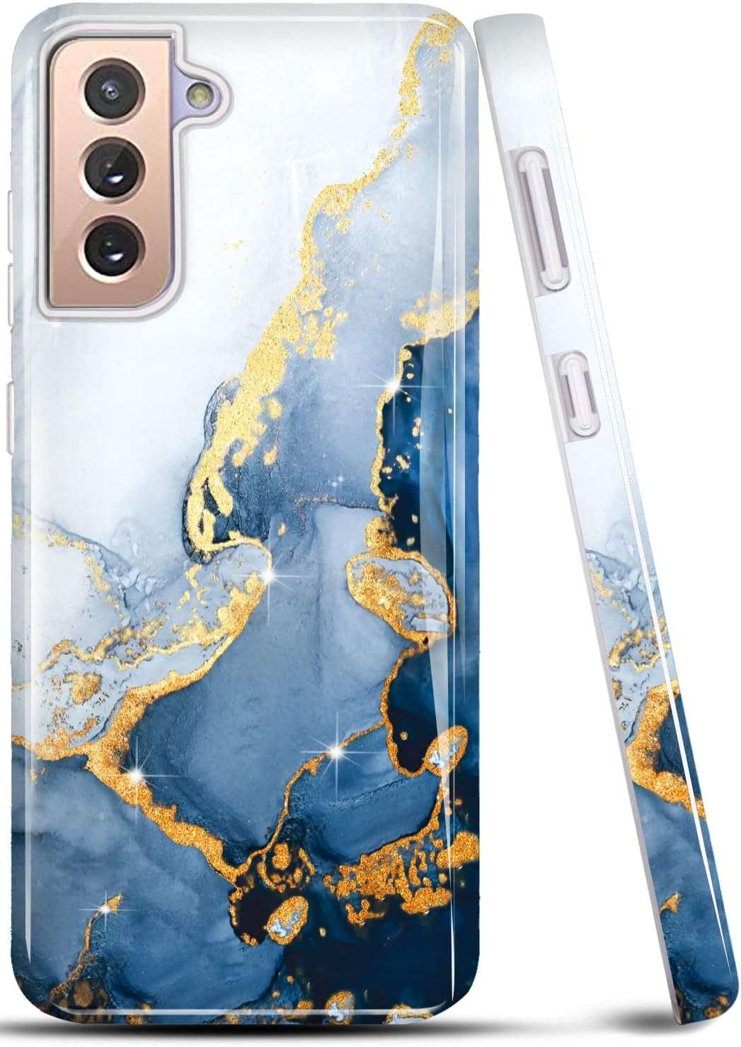 Luolnh Galaxy S22 plus Case,Samsung Galaxy S22 plus Case Marble Brilliant Cute Design Shockproof Soft Silicone Rubber TPU Bumper Cover Skin Phone Case for Samsung S22+ 5G-Abstract Mint LUOLNH Whitedark Blue