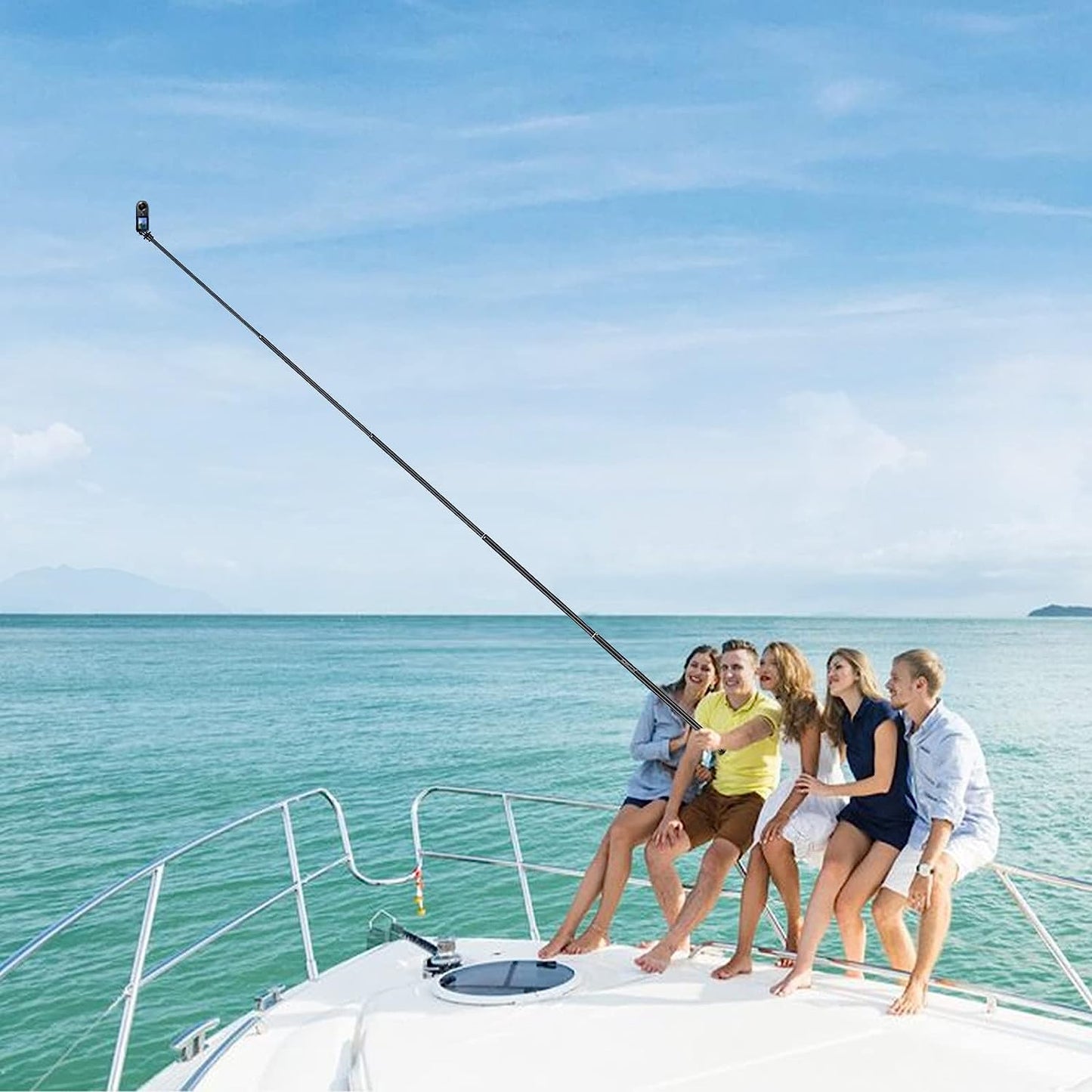 KOMCLUB Monopod Selfie Sticks for Action Camera 113.7” Extendable Carbon Fiber Super Long Selfie Sticks Compatible 5-Section Adjustable Selfie Poles with Wrist Strap for Sports Camping Traveling KOMCLUB