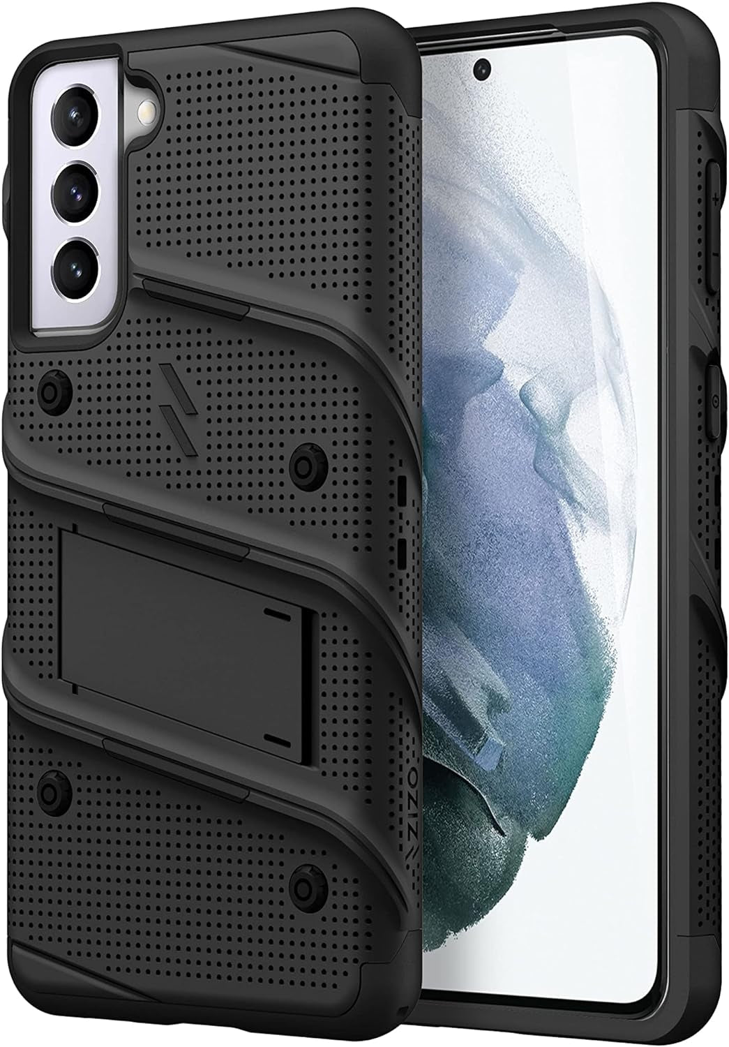 ZIZO Bolt Series for Galaxy S21 plus Case with Screen Protector Kickstand Holster Lanyard - Black & Red Zizo Black