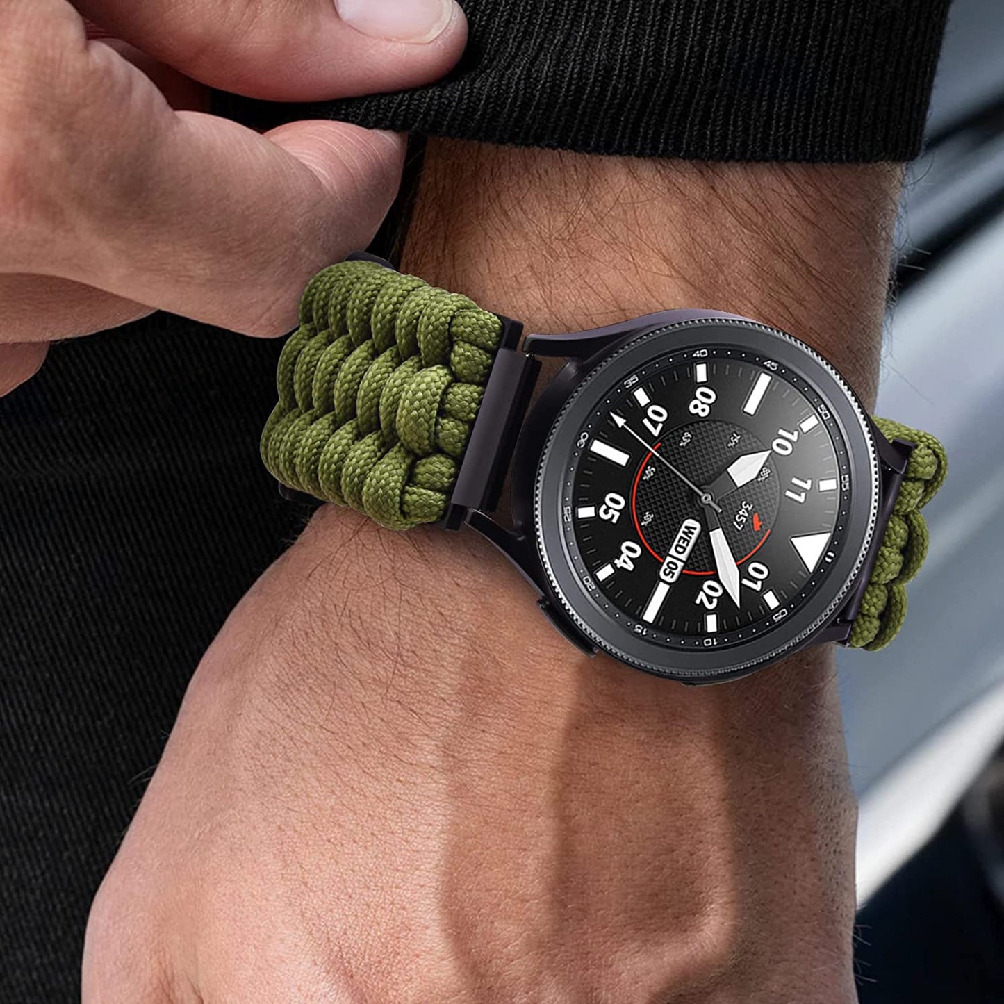 CAGOS Paracord Band Compatible with Galaxy Watch 5/Galaxy Watch 4/Galaxy Watch 5 Pro/Galaxy Watch 4 Classic/Galaxy Watch 3, Rugged Survival Nylon Strap Braided Sport Loop for Galaxy Watch 40Mm 41Mm 42Mm 44Mm 45Mm 46Mm Men CAGOS