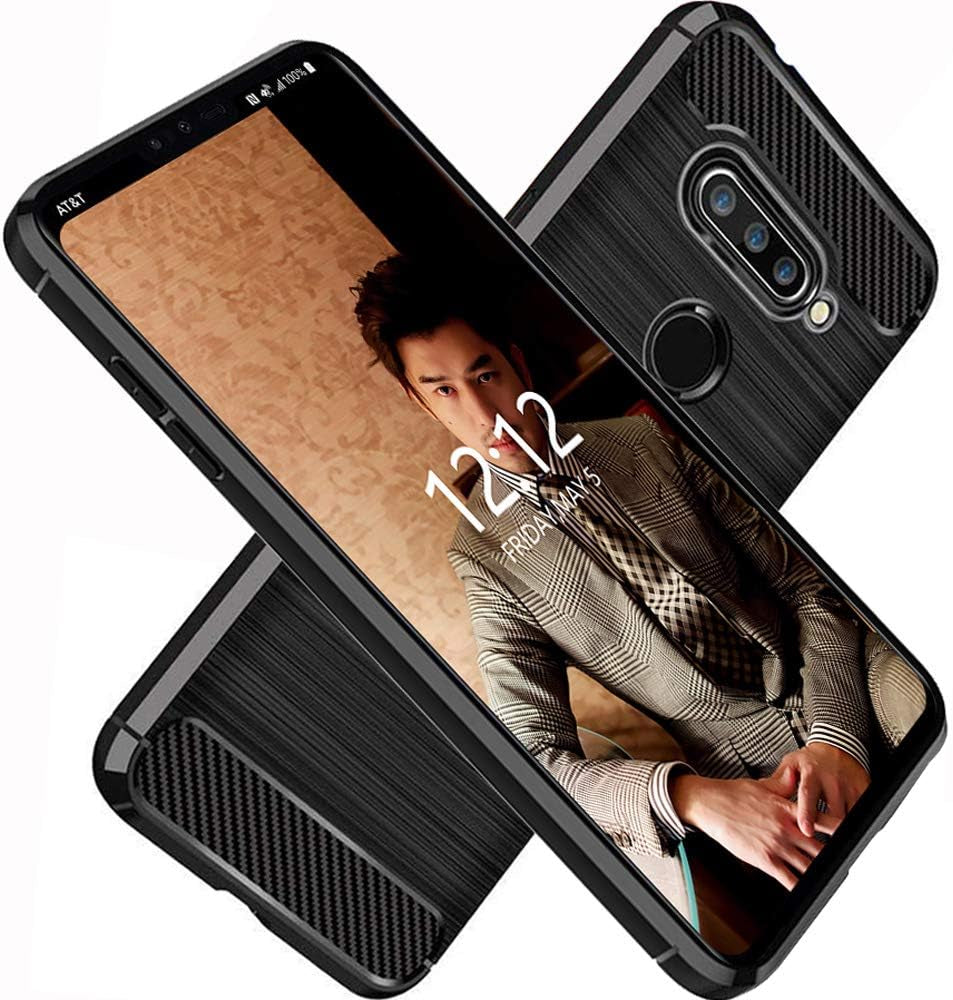 EGALO Clear Case for LG V40,LG V40 Thinq Case Clear,Slim Thin Silicone Soft Skin Flexible TPU Gel Lightweight Shock Absorption Anti-Scratch Protective Cases Cover for LG V40 Thinq,Crystal Clear EGALO Brushed Black