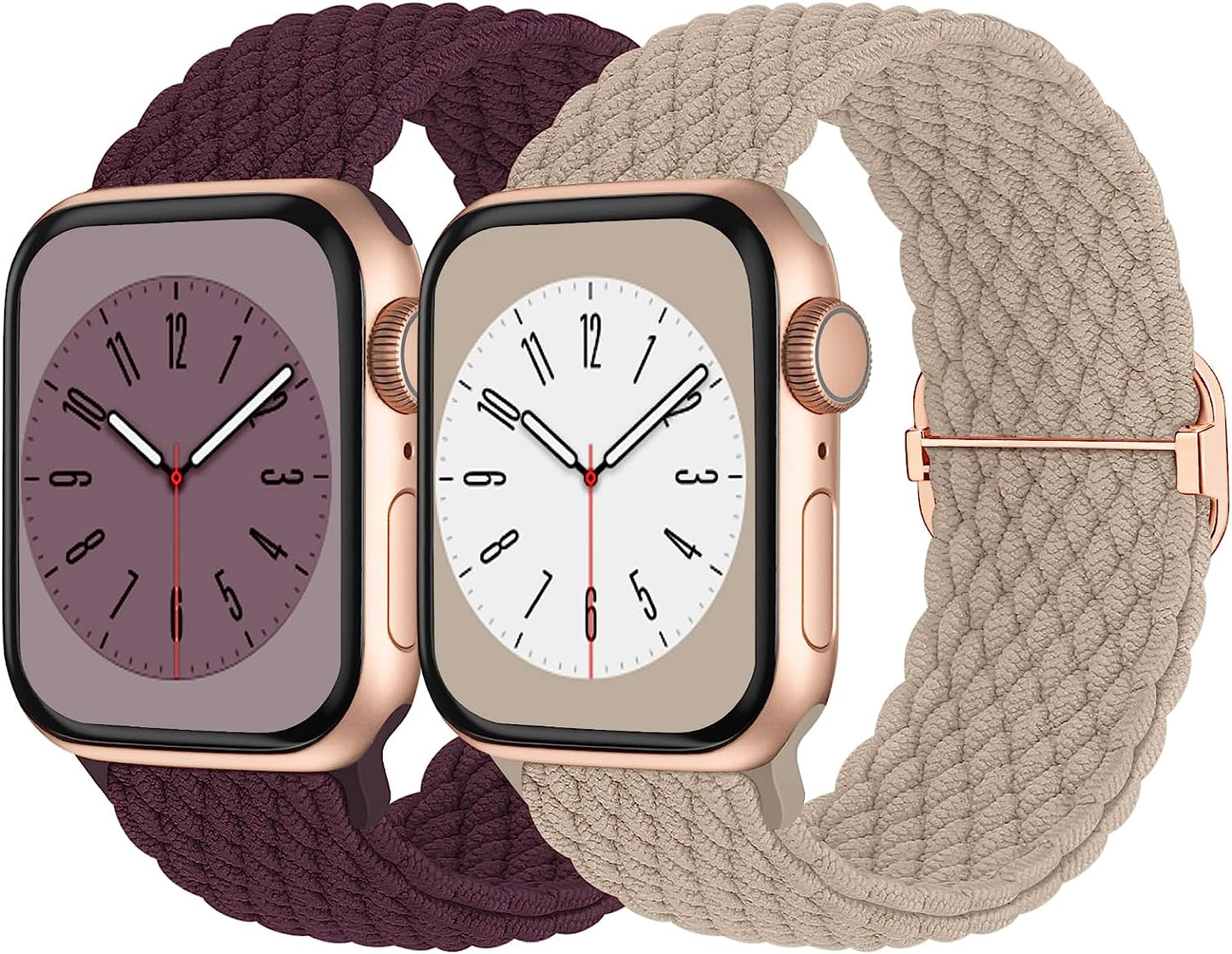 Braided Solo Loop Compatible with Apple Watch Band 38Mm 40Mm 41Mm 42Mm 44Mm 45Mm 49Mm Women Men, Adjustable Stretchy Bands Elastic Sport Wristbands for Iwatch Series 8 7 6 5 4 3 2 1 SE Ultra Butifacion Milk Tea/Dark Cherry 42mm/44mm/45mm/49mm