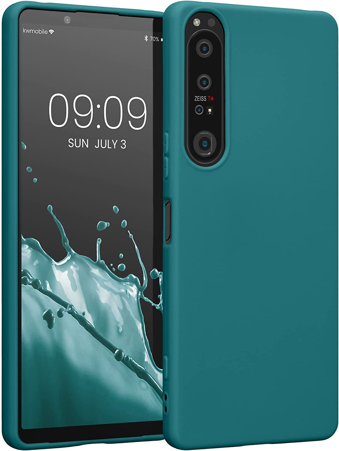 Kwmobile Case Compatible with Sony Xperia 1 IV Case - Soft Slim Protective TPU Silicone Cover - White Matte KW-Commerce Teal Matte