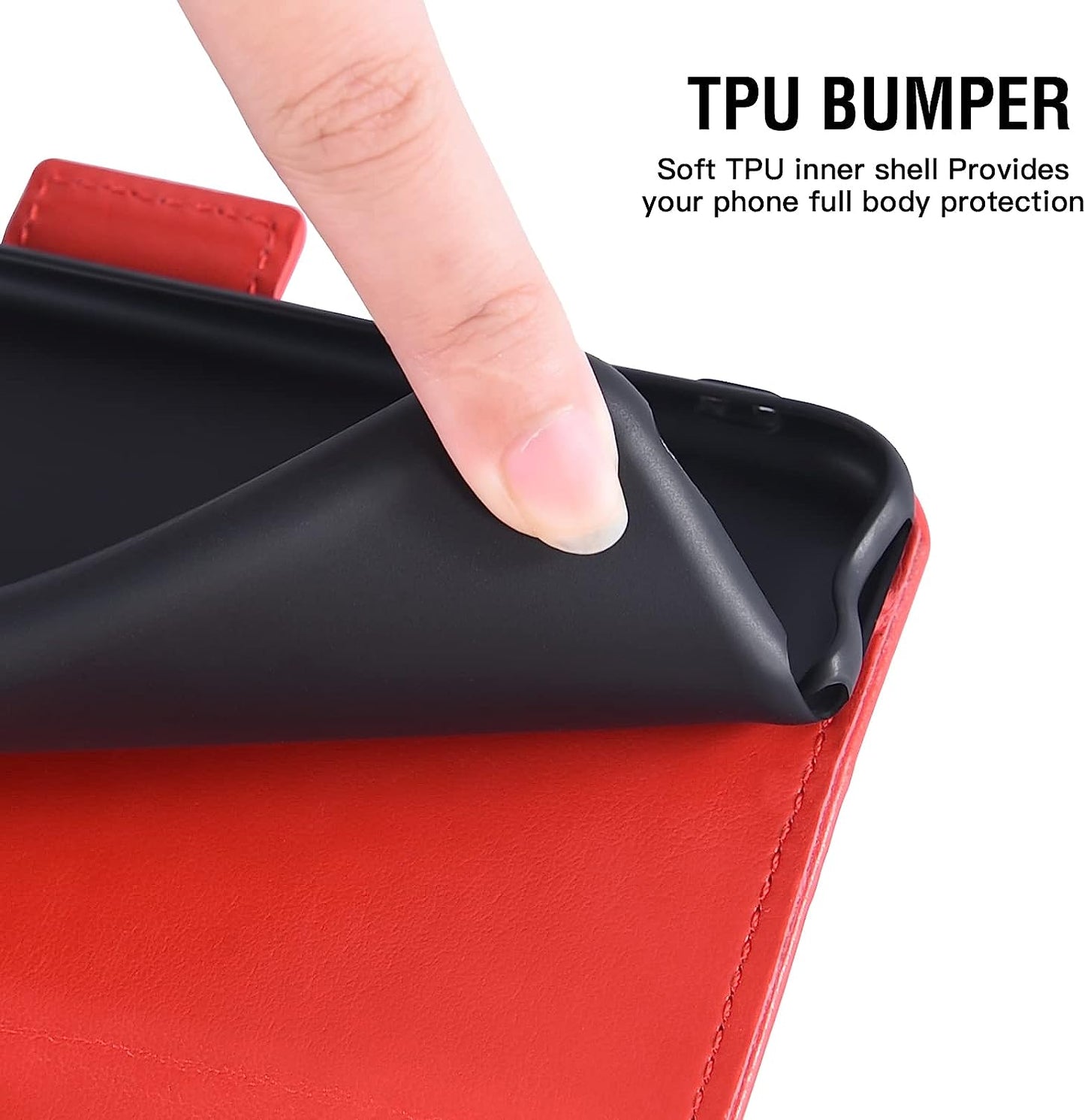 Asuwish Compatible with LG G7 Thinq Wallet Case and Tempered Glass Screen Protector Flip Card Holder Cell Phone Cover for LGG7 One G 7 plus LG7 Fit Lg7Thinq 7G Thin Q G7+ G7Thinq Lgg7Thinq Women Red Asuwish