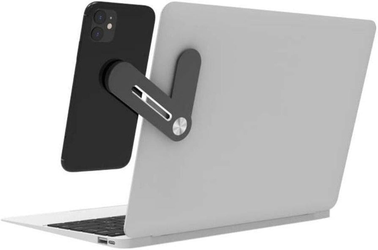 Aporia - Stick on Laptop Invisible Foldable Side Arm Magnetic Phone Holder Mount for Computer | Instant 2Nd Monitor Mobile Solution | Aluminum Alloy with Strong Magnet Aporia International Black