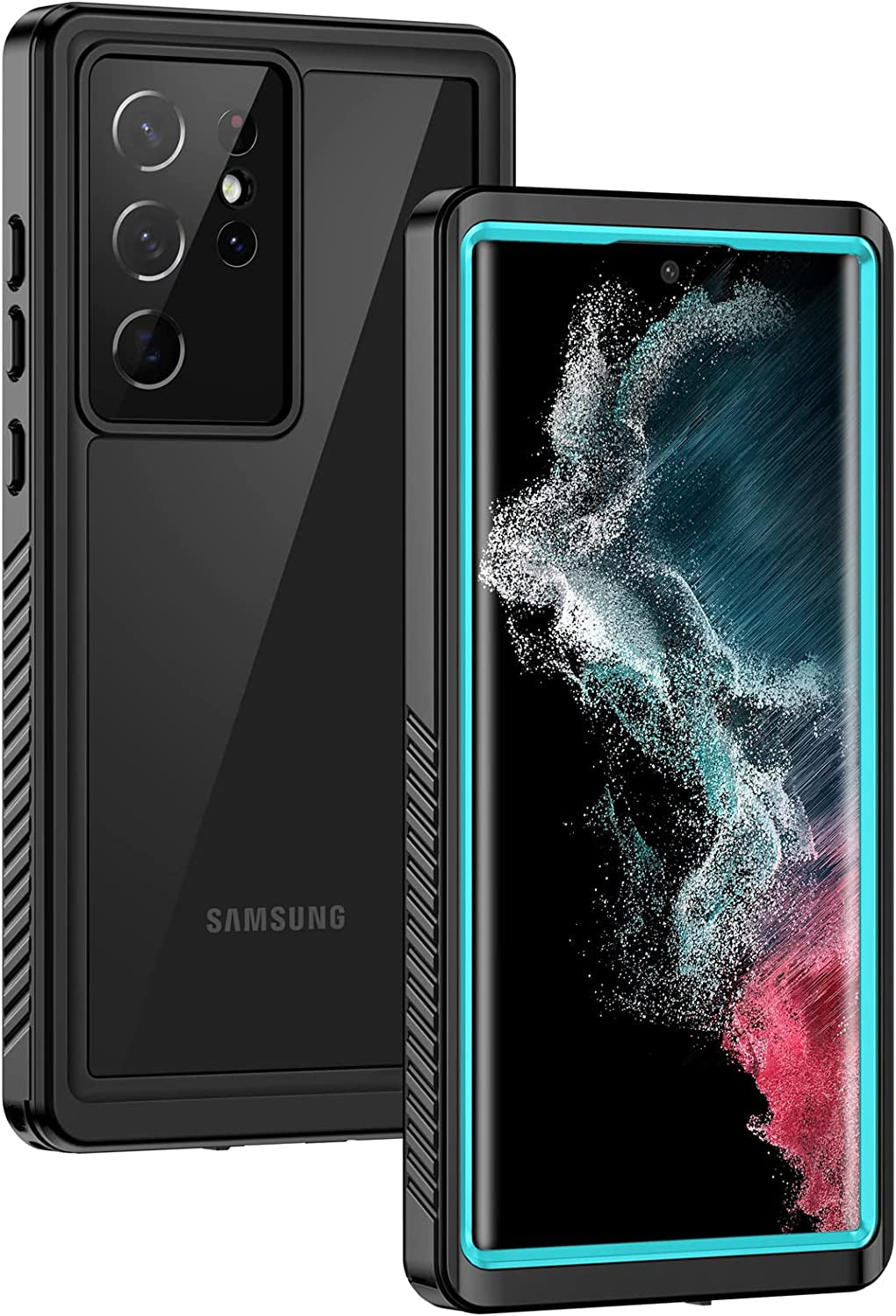 Lanhiem Samsung Galaxy S22 Ultra Case, IP68 Waterproof Dustproof, Built-In Screen Protector, Rugged Full Body Shockproof Protective Cover for Galaxy S22 Ultra 5G 6.8 Inch, Black/Clear Lanhiem Blue