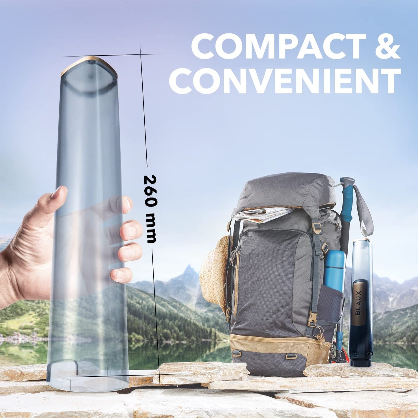 Blaux Portable Bidet Water Chamber - 290Ml Tank for Blaux Portable Bidet for Travel | XL Portable Travel Bidet Extension Tank Increases Water Volume | Personal Bidet Attachment with Water Tight Cap BLAUX