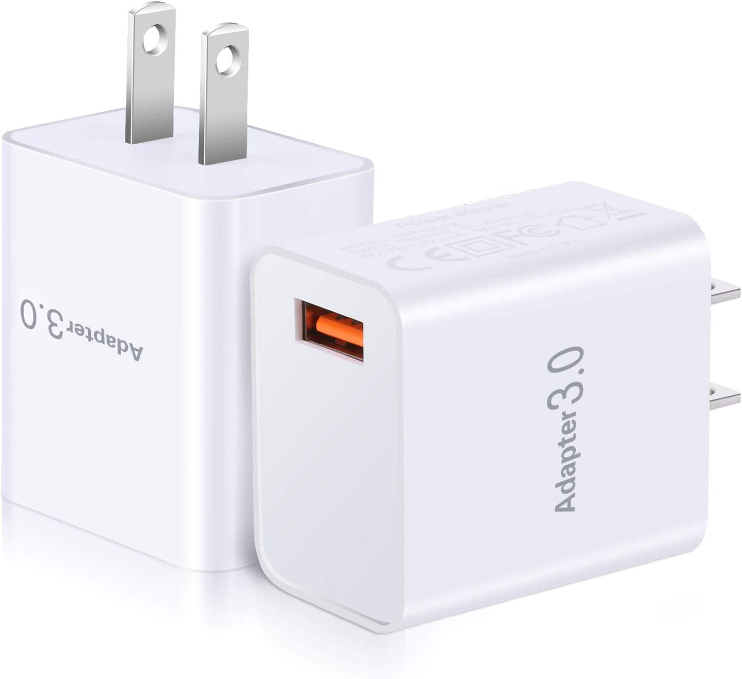 OKRAY 2-Pack Fast Charge 3.0 Adapter 18W Quick Charging Blocks USB Wall Plug Phone Charger Brick Compatible Iphone 14/13/12/11/XR/XS, Ipad, Airpods, Samsung Galaxy S21 Note 20/10 Tab, Wireless Charger Shenzhen Hao Nuo Tian Electronics Co., LTD White