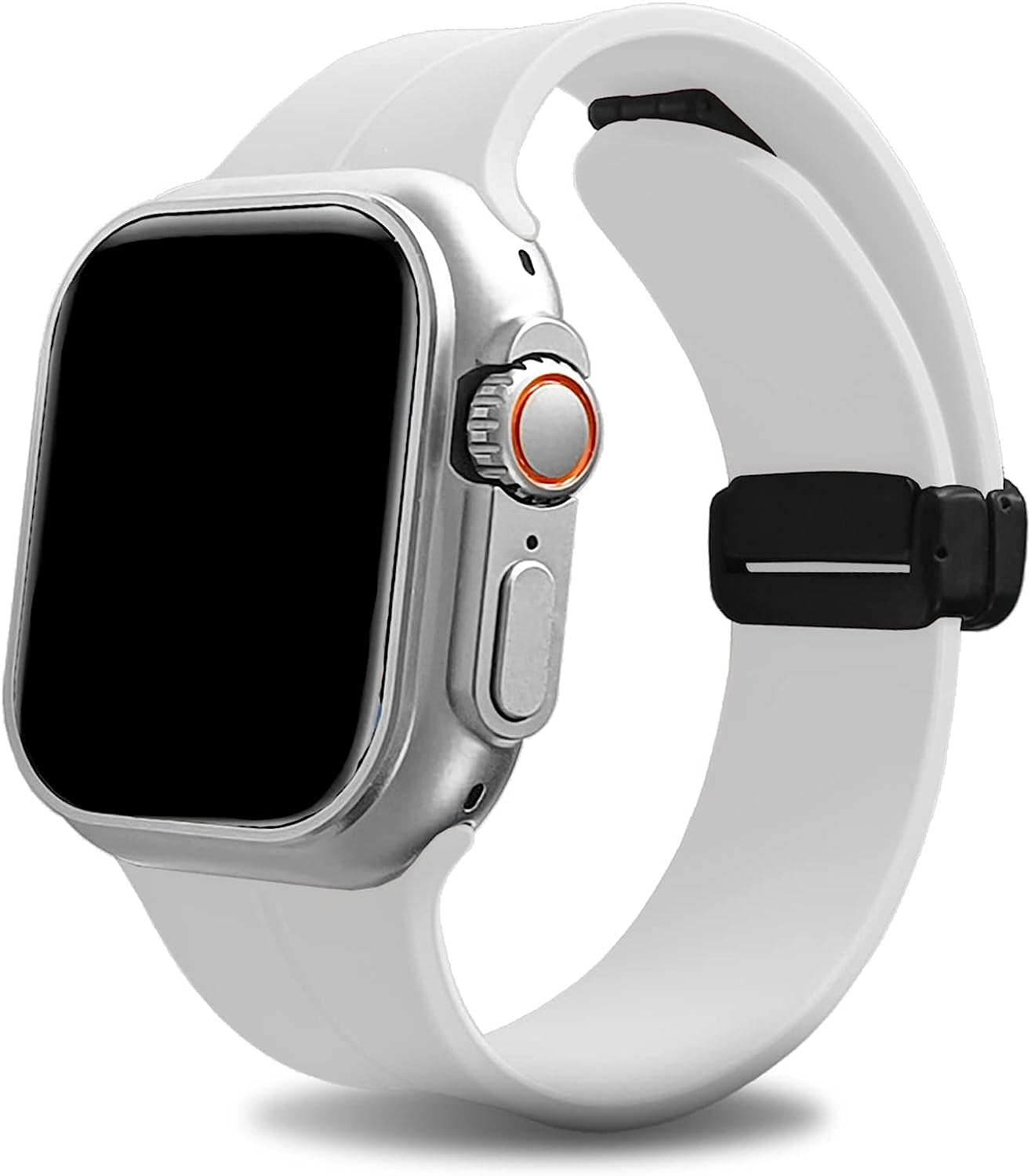 PZAZT Sport Watch Band Compatible with Apple Watch Band 38Mm 40Mm 41Mm 42Mm 44Mm 45Mm 49Mm,Soft Silicone Strap for Iwatch Ultra Series 8 7 6 5 4 3 2 1 SE, Magnetic Folding Buckle for Women Men PZAZT White 38MM/40MM/41MM