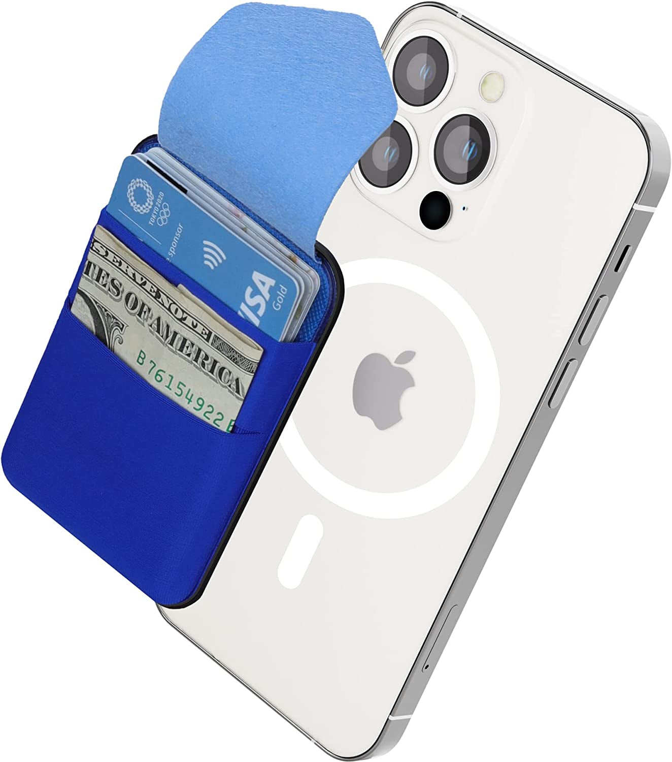 MAGKOTA Magsafe Wallet, Max 5 Cards, Compatible with Iphone 14 Pro Max/14 Pro/14 Plus/14/Iphone 13 Pro Max/13 Pro/13/Iphone 12/12 Pro/12 Pro Max, Detachable Magnetic Card Holder -2 Pockets Black MAGKOTA Blue