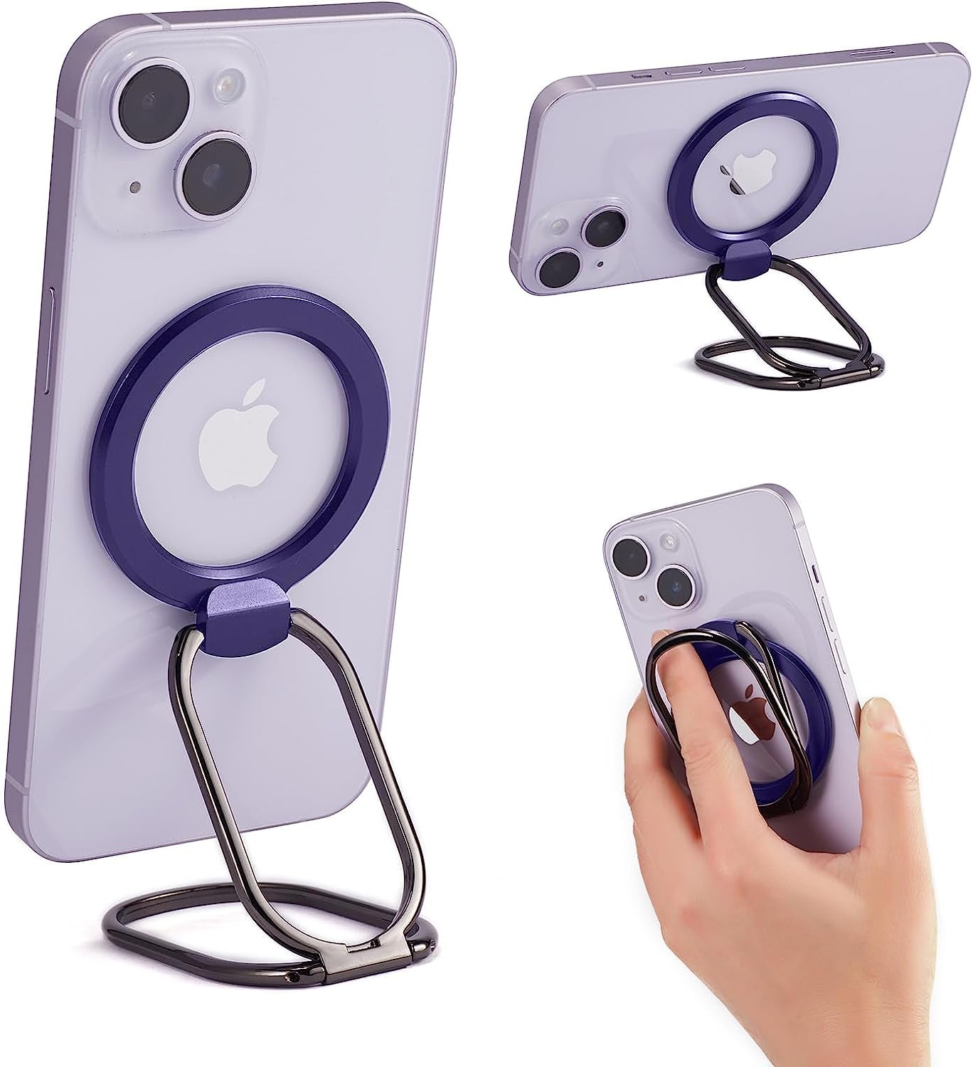 Rimyam Magnetic Phone Ring Holder for Magsafe Phone Grip&Stand 360° Rotation Grip Finger Kickstand Compatible with Iphone 14 13 12 plus Pro Pro Max Mini Magsafe Accessories Rimyam MAG Purple
