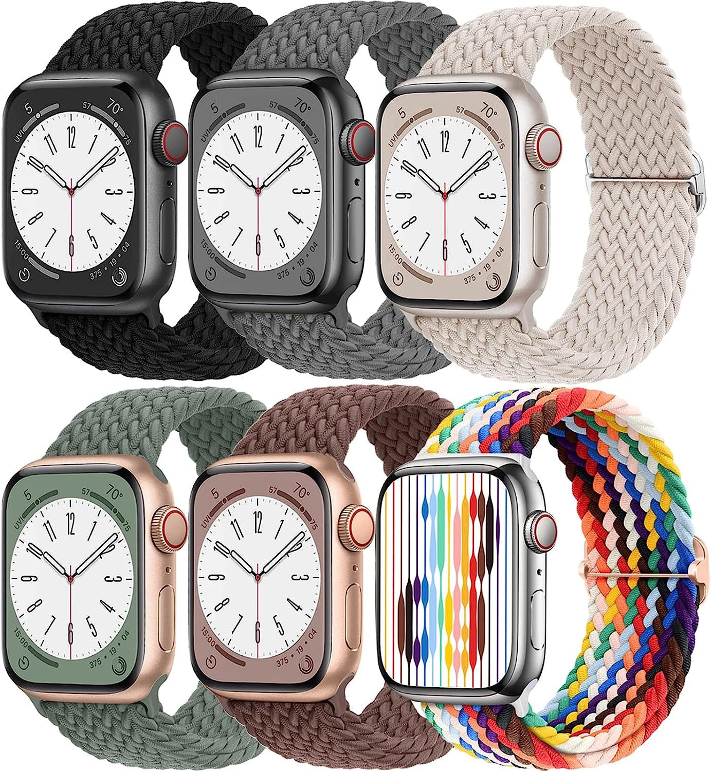 Braided Solo Loop for Apple Watch Band 40Mm 41Mm 38Mm 44Mm 45Mm 42Mm Ultra 49Mm Men/Women,Solace Stretchy Nylon Sport Wristband Strap for Iwatch Bands Series 8/7/6 5/4/3/2/1/SE 44 45 41 40 Mm DMVEIMAL 05-Black/Grey/Starlight/Cactus/Violet/Pride 38mm 40mm 41mm