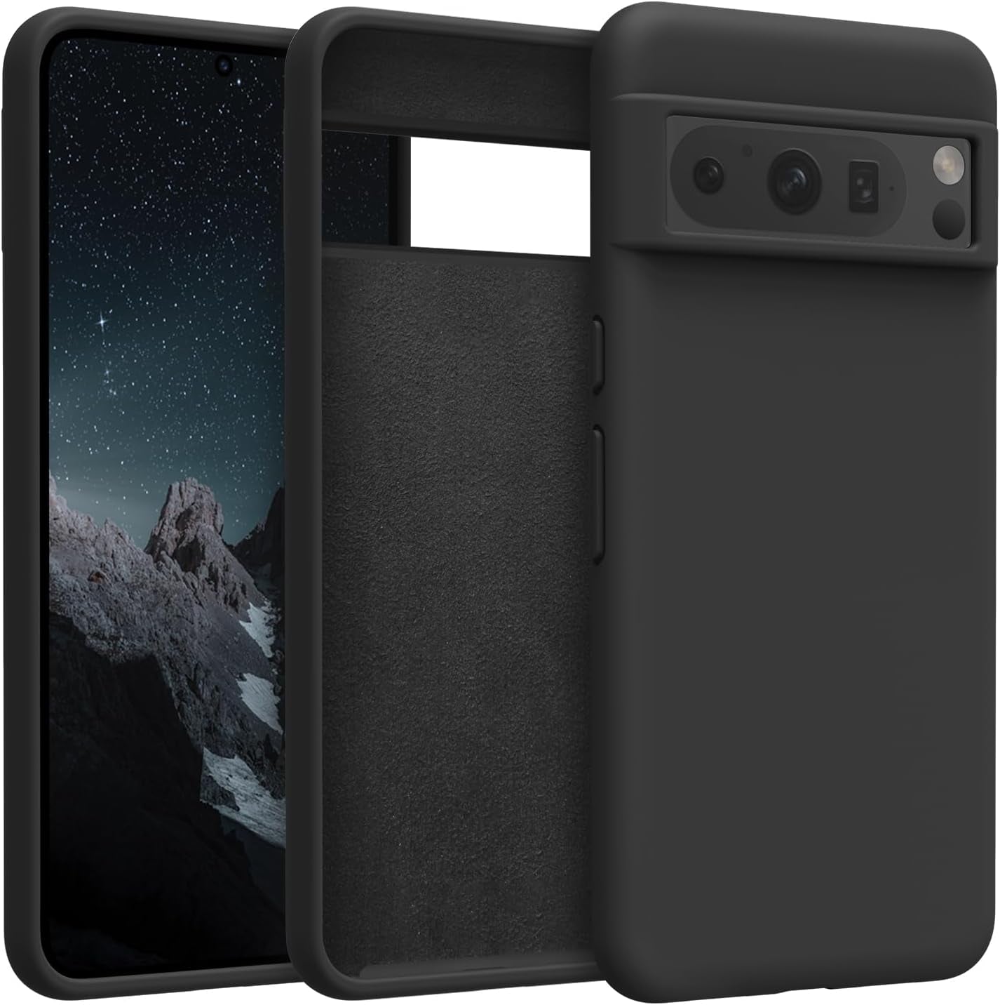 OTOFLY Designed for Pixel 8 Pro Case, Silicone Shockproof Slim Thin Phone Case for Google Pixel 8 Pro 6.7 Inch (Apricot) OTOFLY Direct Black