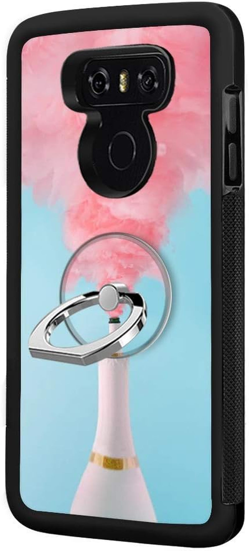 Designed for LG G6 Case,Silicone Slim Shockproof Phone Case with Metal Finger Ring Clasp Suitable for Men and Women, Butterfly YQCi Wine Bottle
