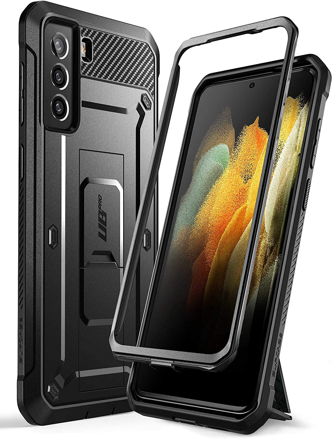 SUPCASE Unicorn Beetle Pro Series Case Designed for Samsung Galaxy S21 5G (2021 Release), Full-Body Dual Layer Rugged Holster & Kickstand Case without Built-In Screen Protector (Violte) SUPCASE Black