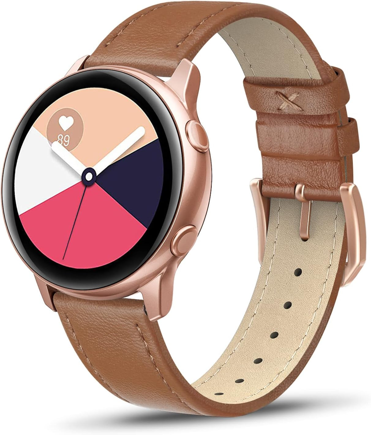 SWEES Compatible for Samsung Galaxy Watch 5 Band 40Mm 44Mm / Galaxy Watch 5 Pro Band 45Mm / Galaxy Watch 4 Band, 20Mm Slim Thin Genuine Leather Replacement Bands for Galaxy Watch 4 Classic Women Men SWEES Classic Brown Galaxy Watch 5 / Galaxy Watch 4