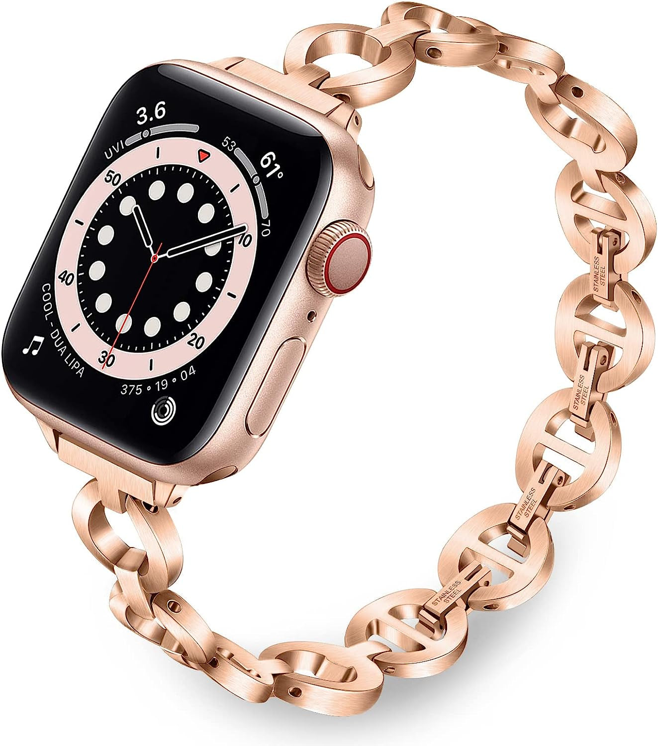 Trumirr Band for Apple Watch Series 8 7 / SE (2Nd Gen) Starlight Women, Stainless Steel Watchband Feminine Jewelry Strap for Iwatch Apple Watch Ultra SE Series 8 7 6 5 4 3 2 1 TRUMiRR Rose Gold 38/40/41mm