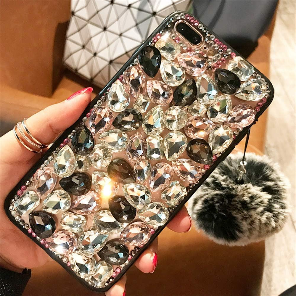 Case for LG G7 Thinq,3D Handmade Angel Ring Kickstand Fluffy Ball Sparkle Crystal Rhinestone Diamond Glitter Case for LG G7/LG G7 Thinq(C Angel Black) RB-CASE B Pink/Black Lg K10